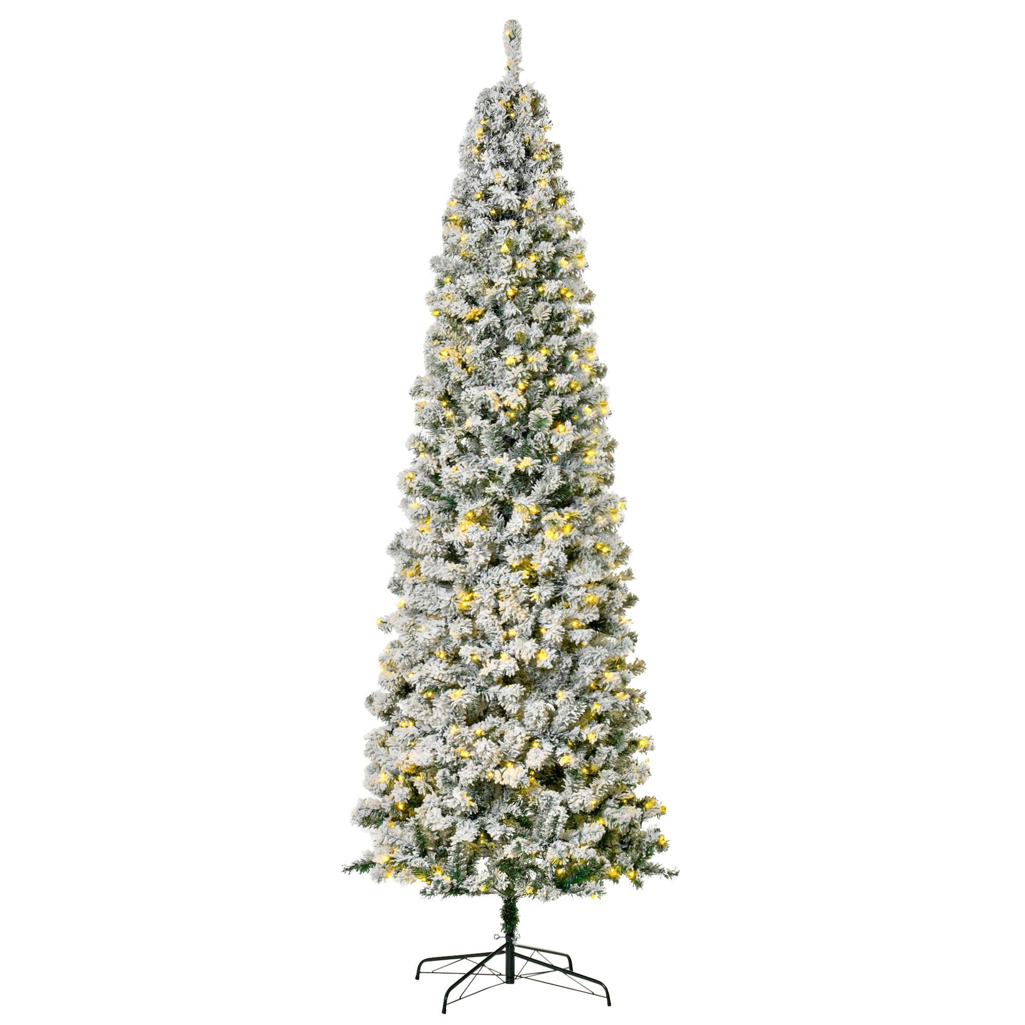 9 ft Flocked Pencil Tree with 550 Warm White LEDs