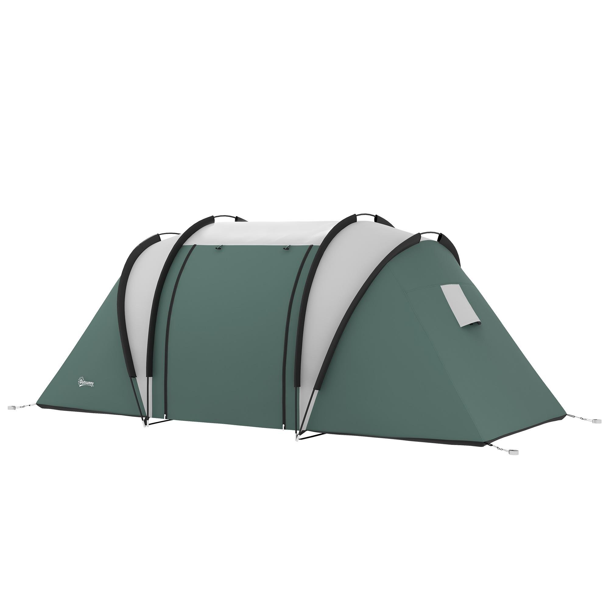 Army Green Tunnel Tent with Two Bedrooms, 450 cm