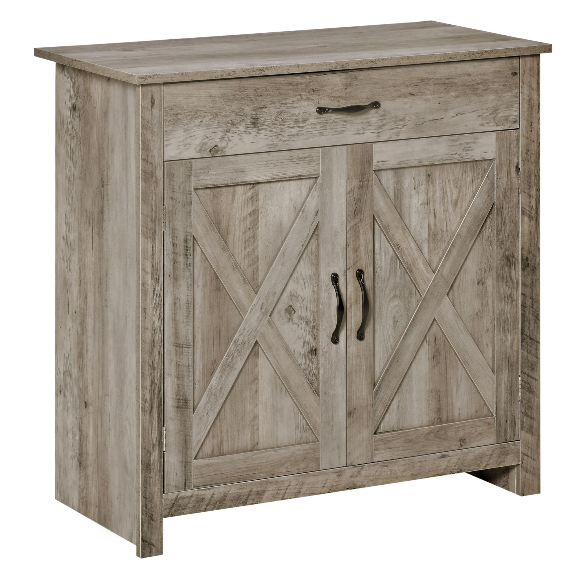 Ash Grey Crossbuck Sideboard with Adjustable Shelf