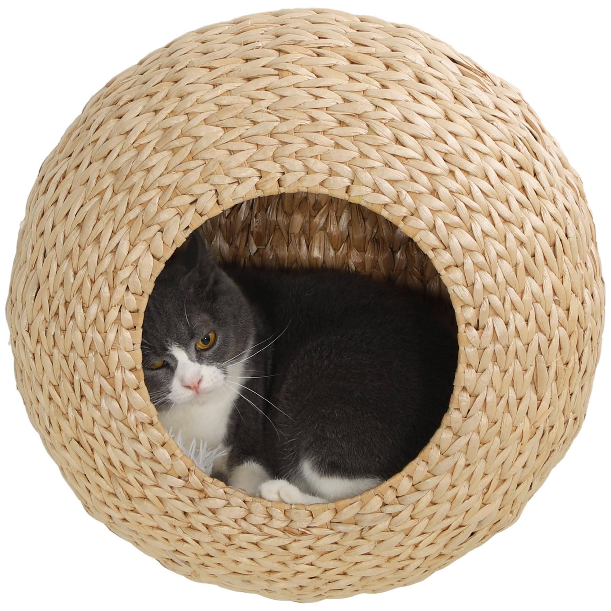 Beige Cattail Cat Wall Shelf with Washable Cushion