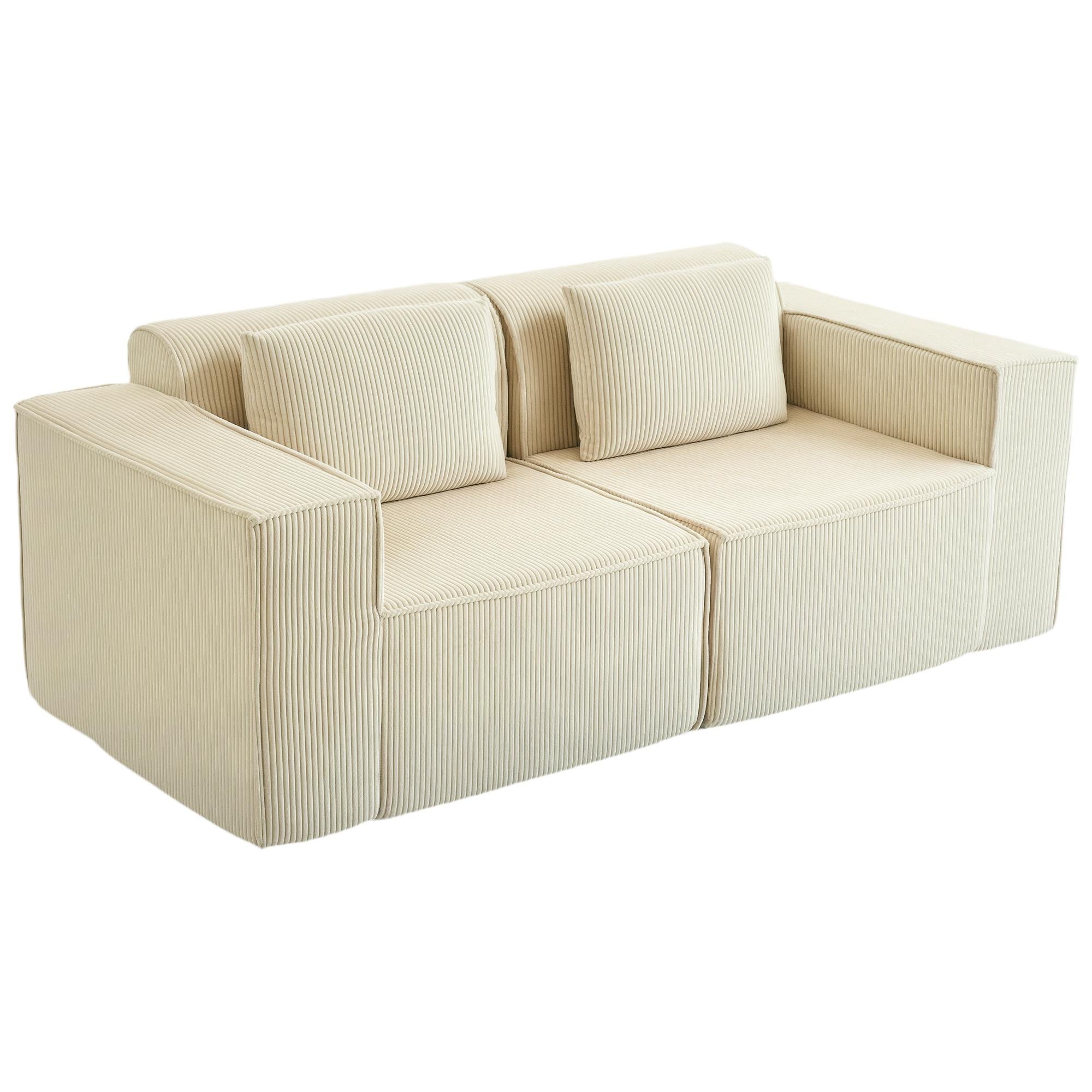 79.5 Inch Beige Sofa with Deep Seat, 3-Seater