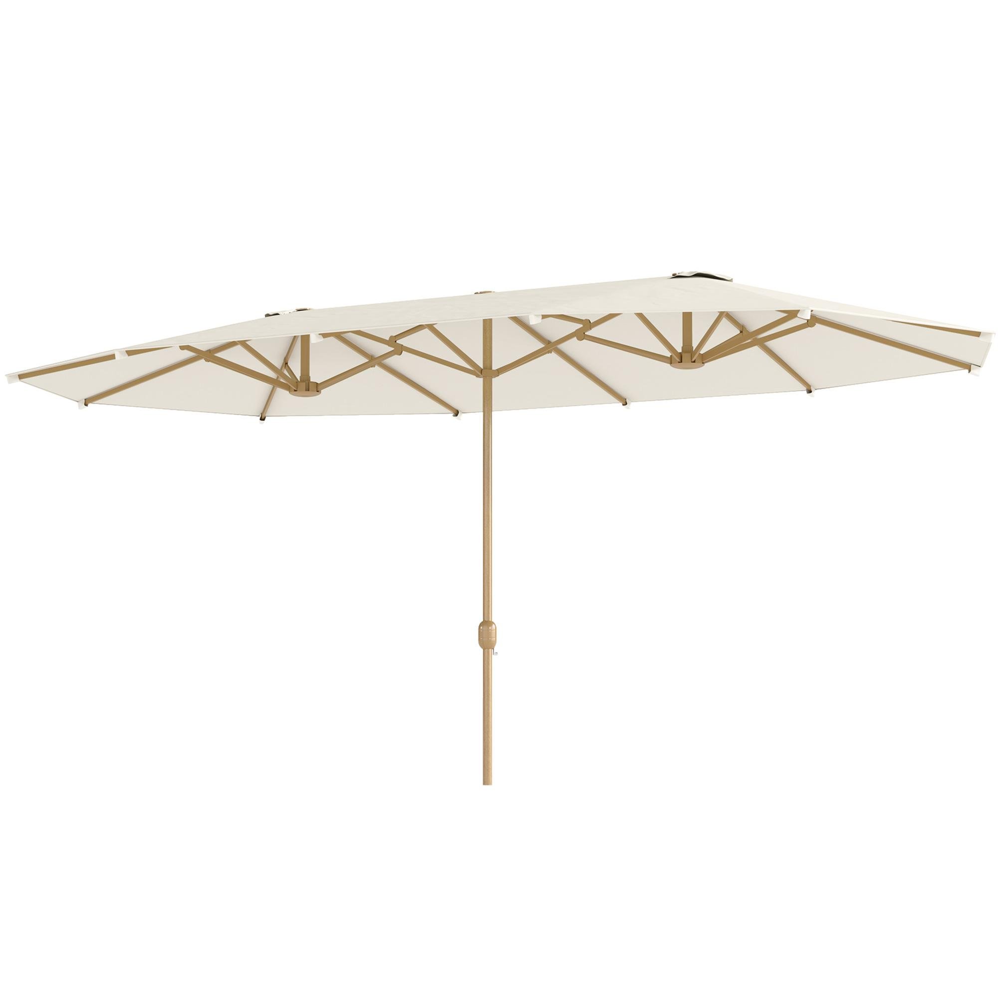 Beige Twin Canopy Umbrella with UPF30+ Outdoor Shade