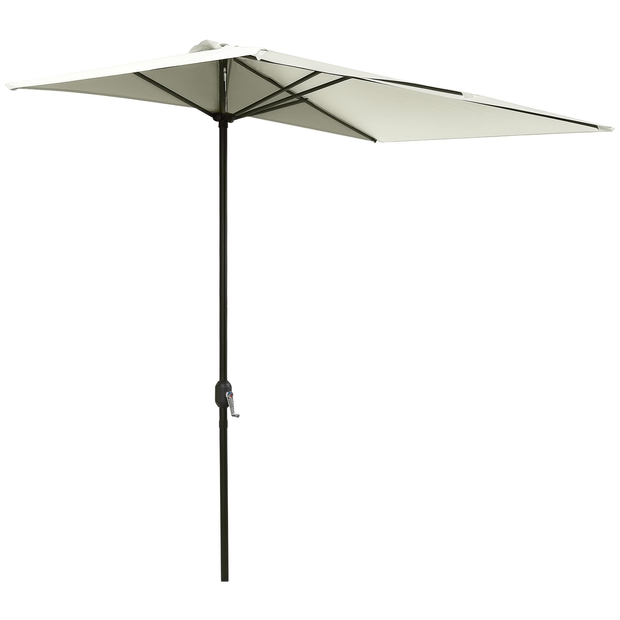 Beige Half Balcony Umbrella with Crank, 8 ft
