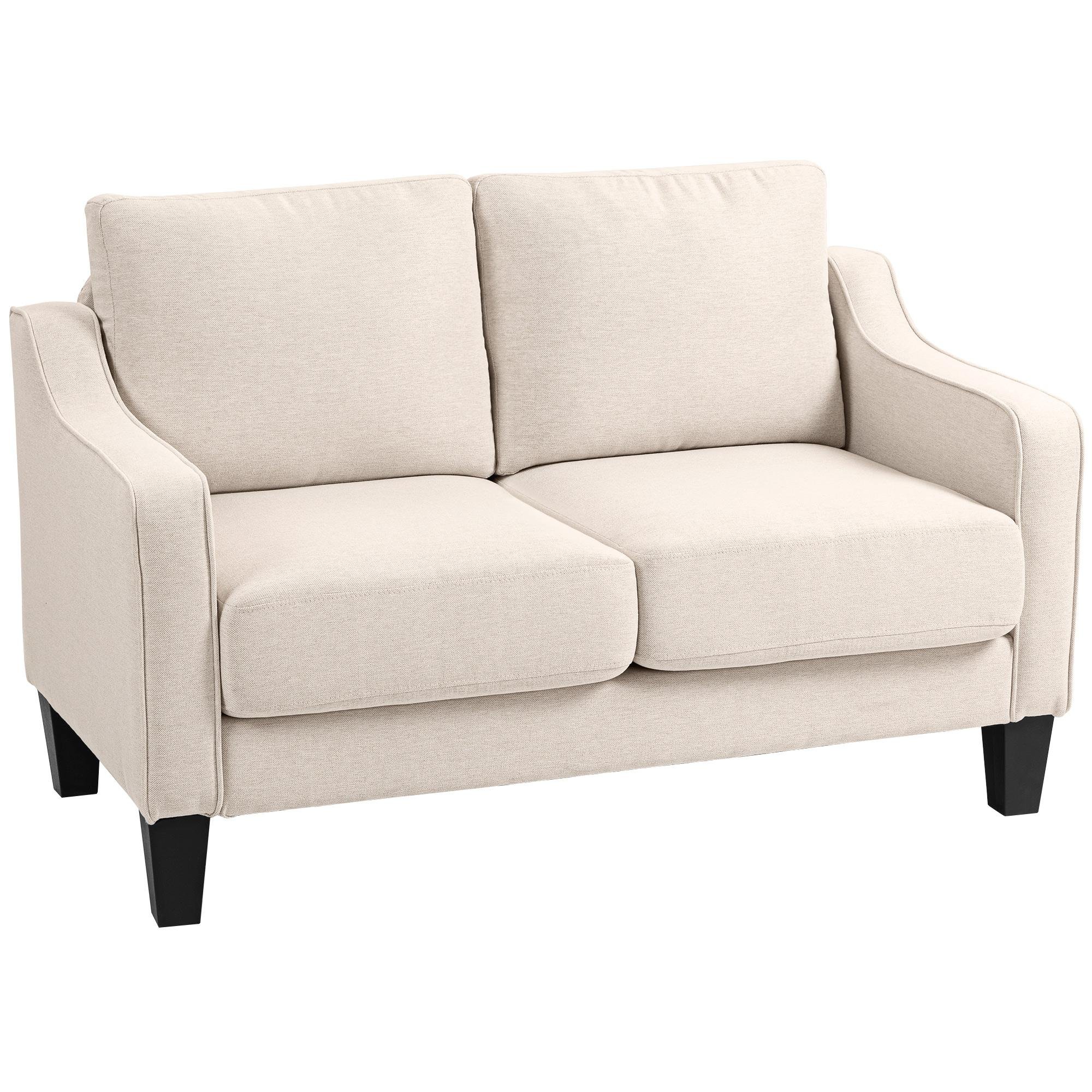 Beige Linen Loveseat with Pocket Springs for Small Spaces