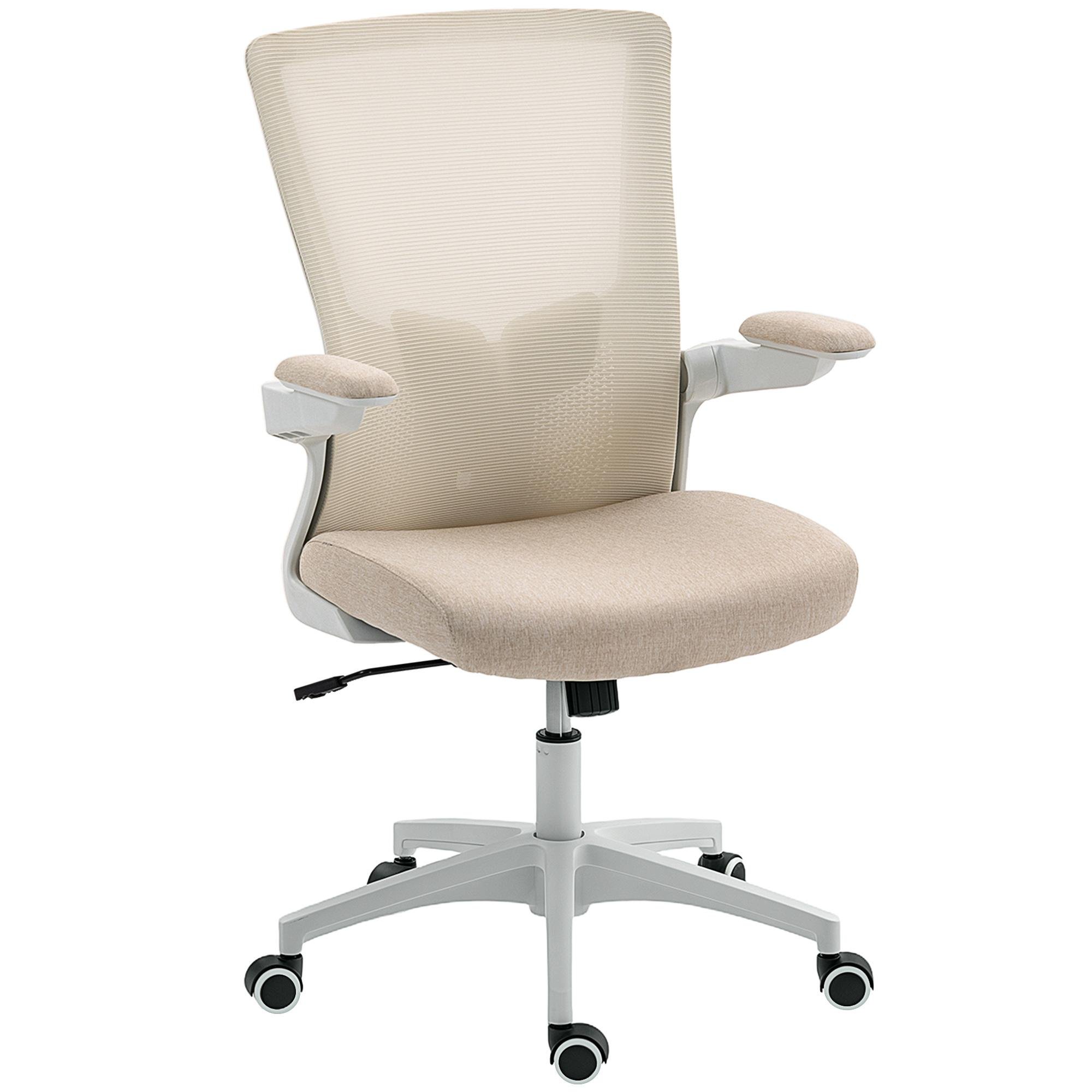 Beige Mesh Office Chair with Adjustable Lumbar Support