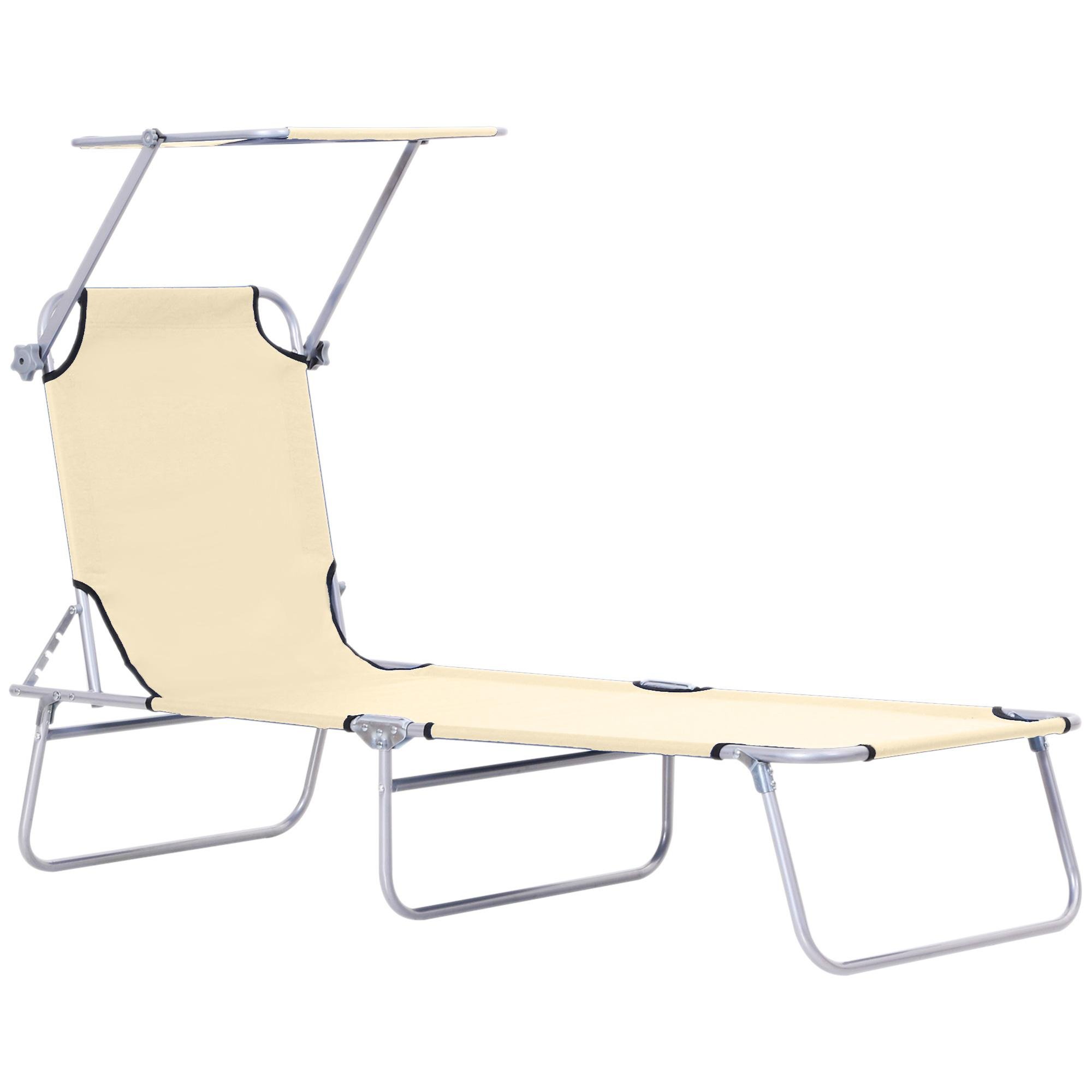 Beige Canopy Lounge Chair with 4-Level Backrest