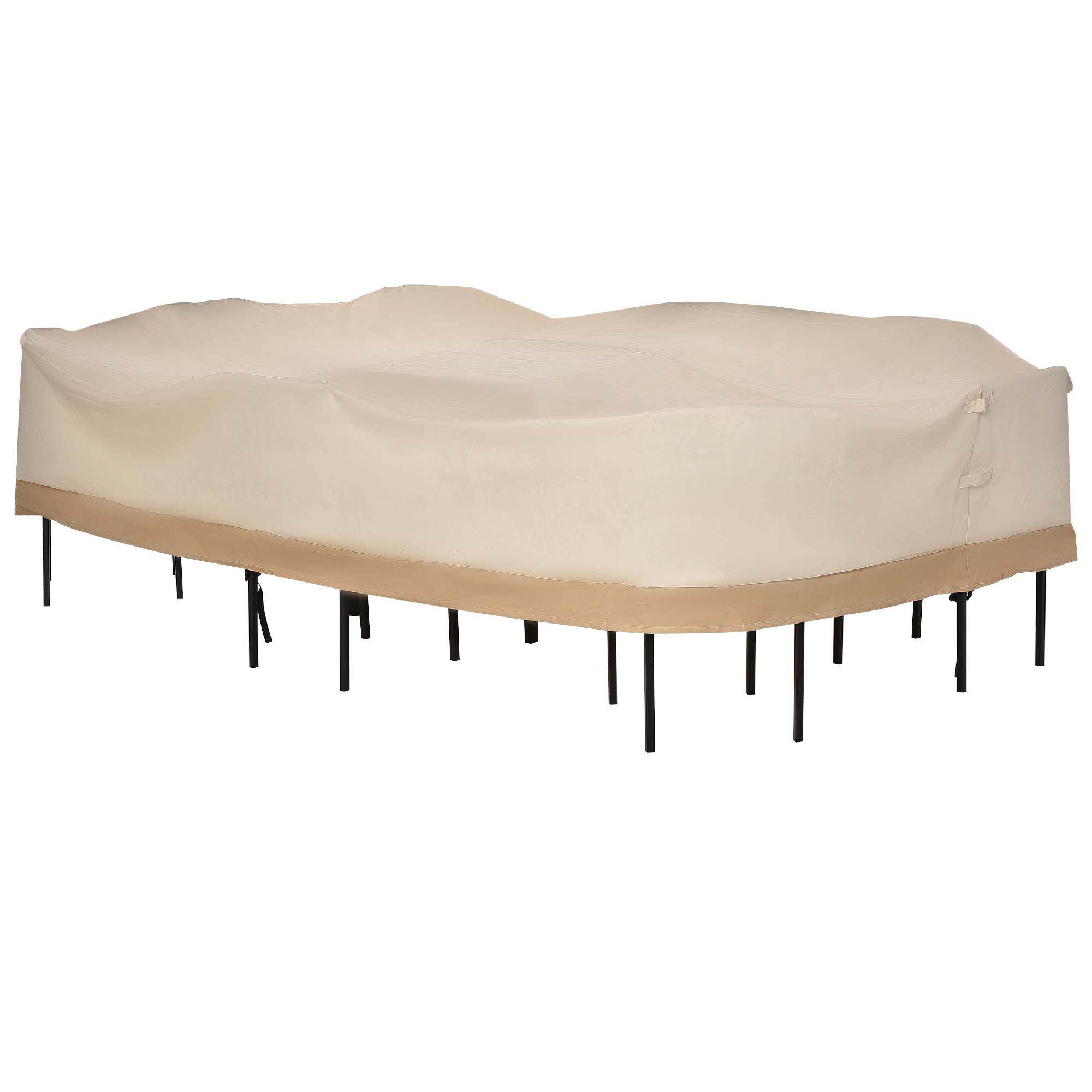Beige 600D Patio Set Cover for 7-Piece Furniture