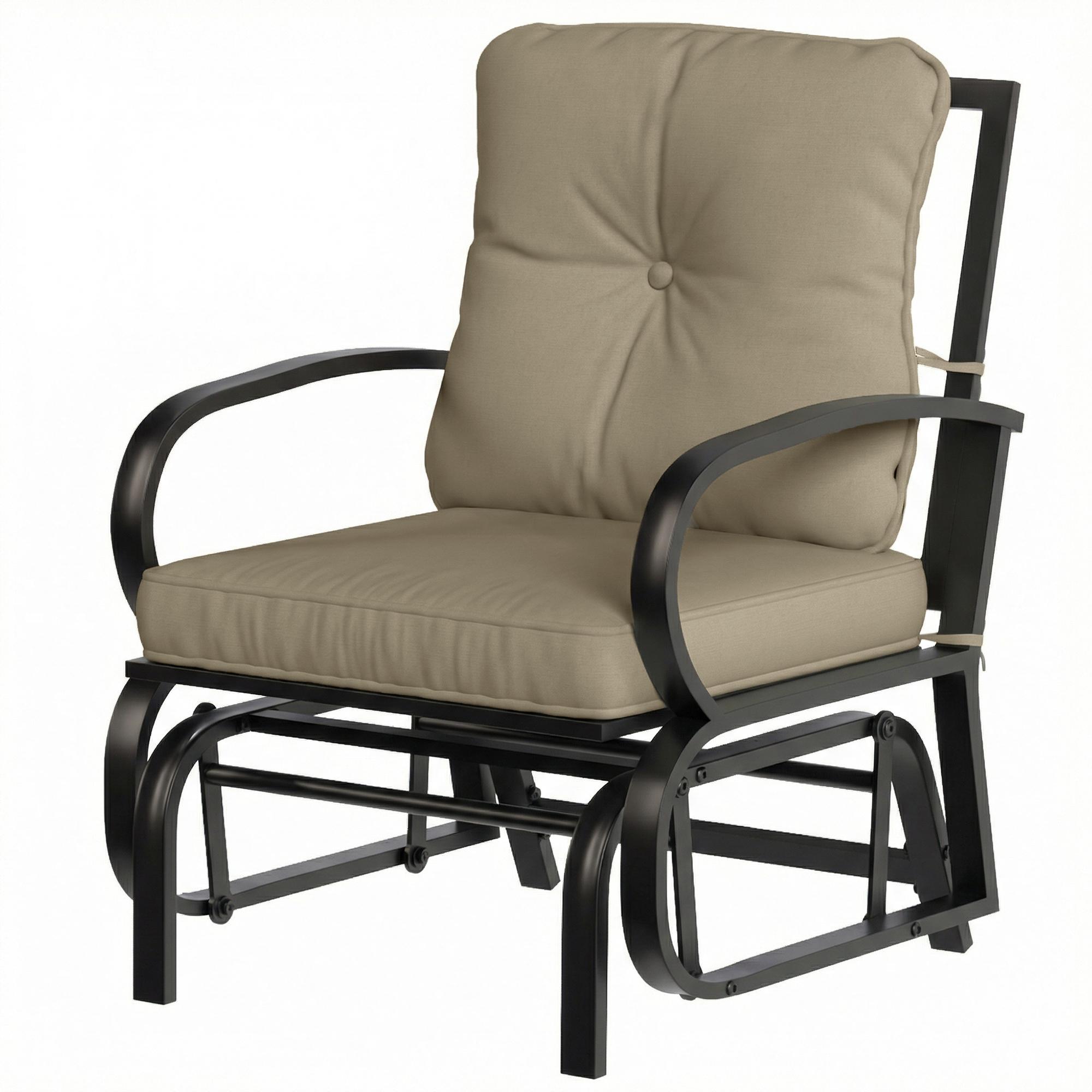 Beige Galvanized Steel Glider with Cushions