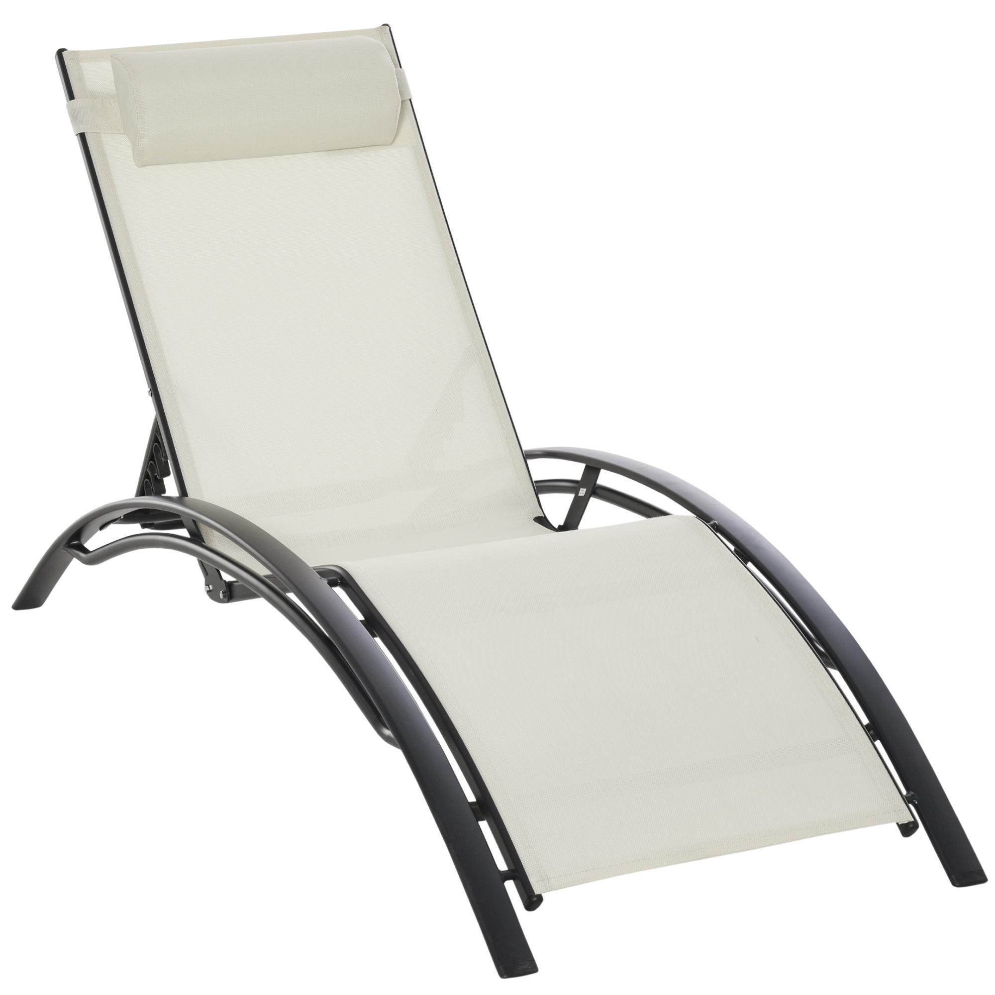 Beige Texteline Patio Lounger with 5-Level Recline