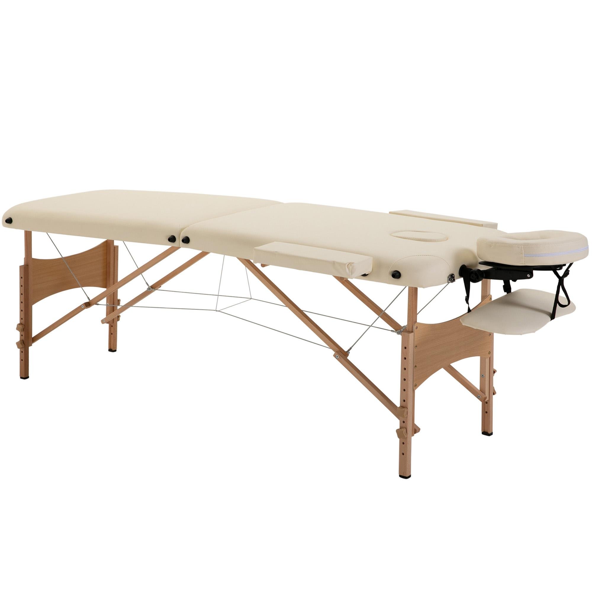Beige Beech Massage Table, Height Adjustable Portable