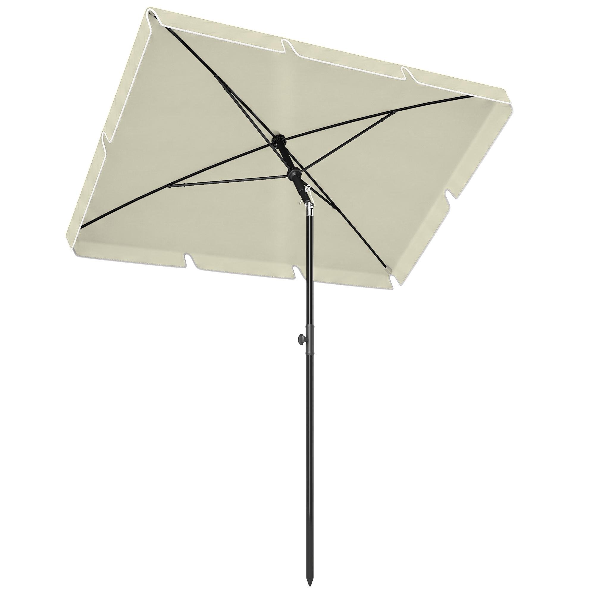 Beige Rectangle Patio Umbrella with Tilt, 6.5x4 ft