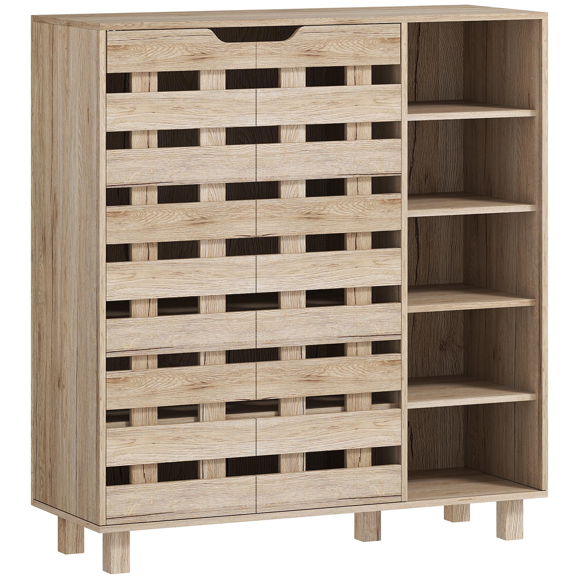 Beige 21 Pair Shoe Cabinet with Adjustable Shelves