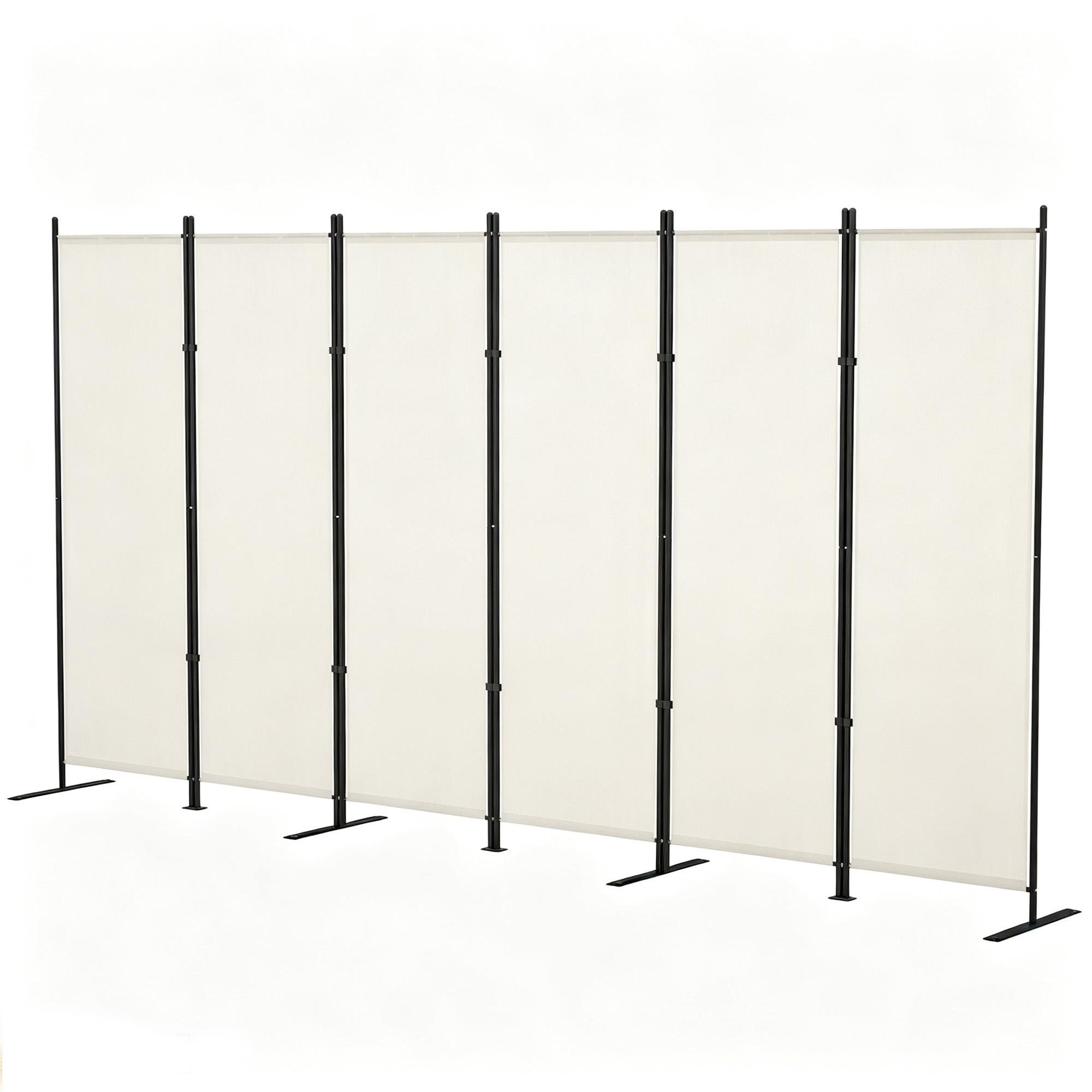 Beige Six Panel Privacy Screen, Folding Room Divider