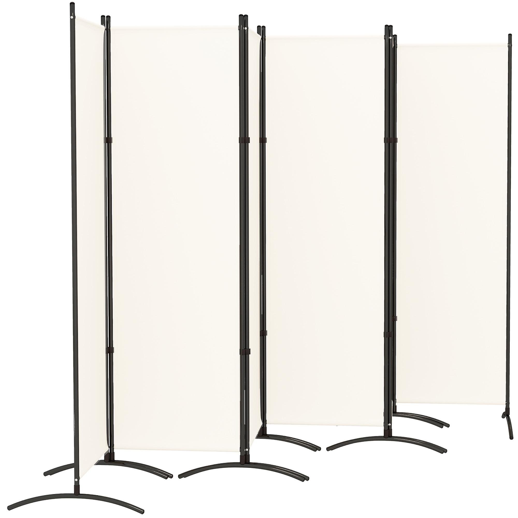 Beige Folding Room Divider with UV30+ Protection, 128.3 in