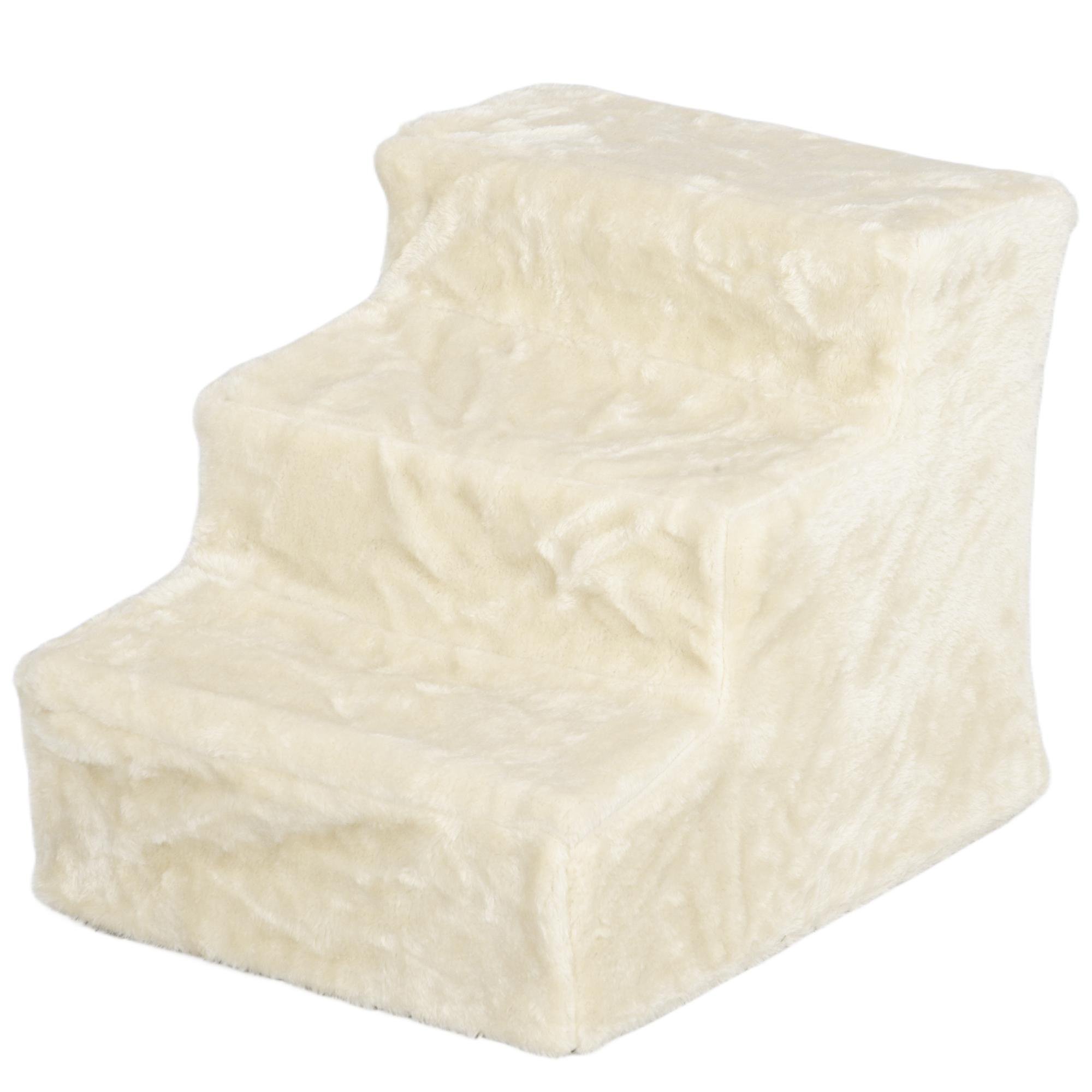 Beige 3 Step Dog Stairs with Removable Cover