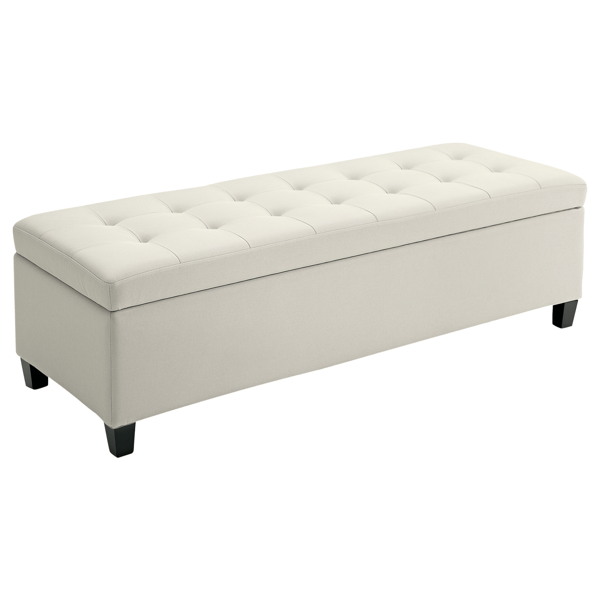 Beige Tufted Storage Bench with Soft-Close Lid