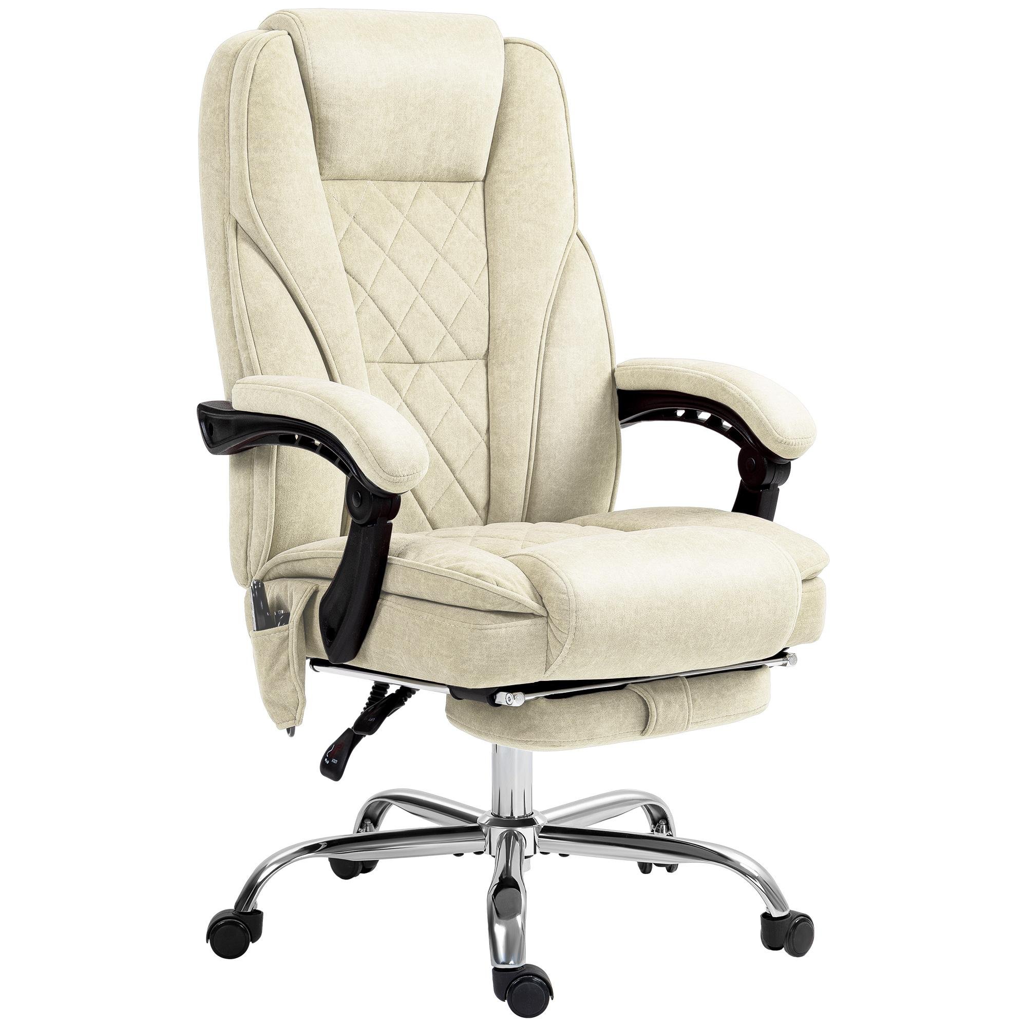 Beige Velvet Vibration Chair with Footrest