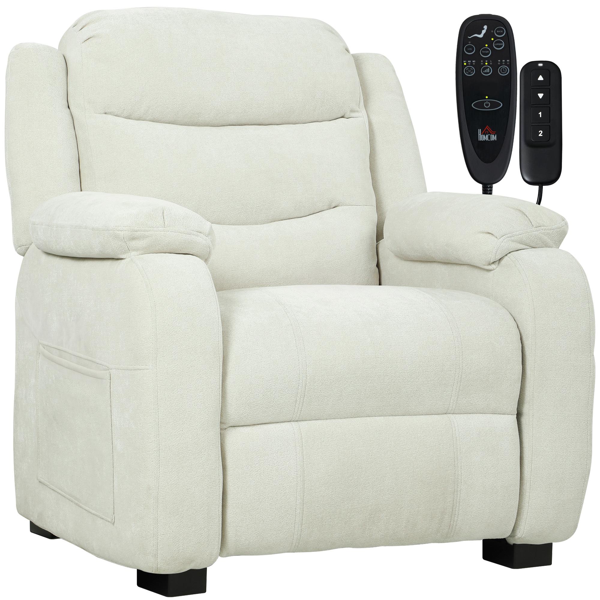 Beige Velvet Massage Recliner with 150° Power Recline
