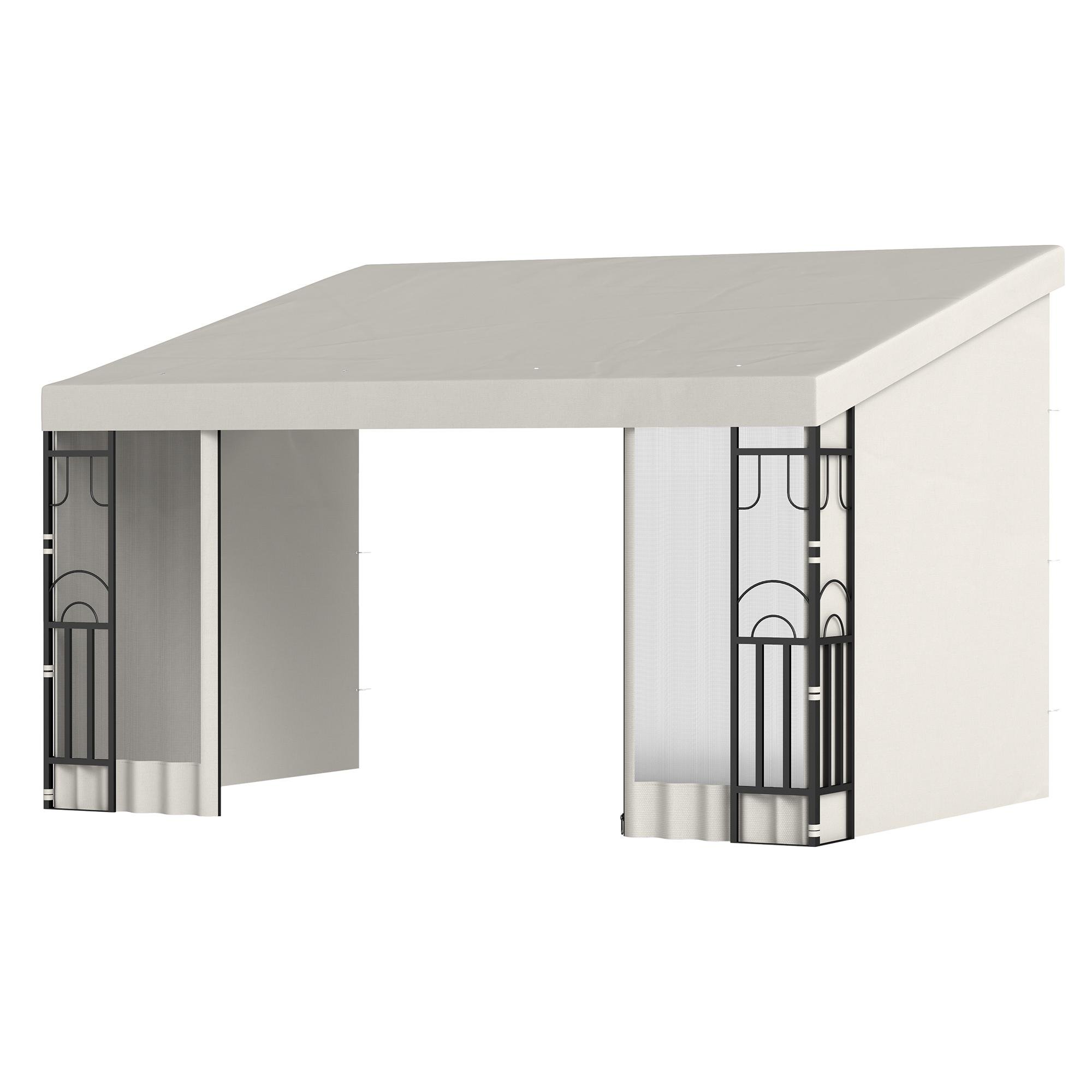 Beige Patio Pergola with Curtains and Nettings
