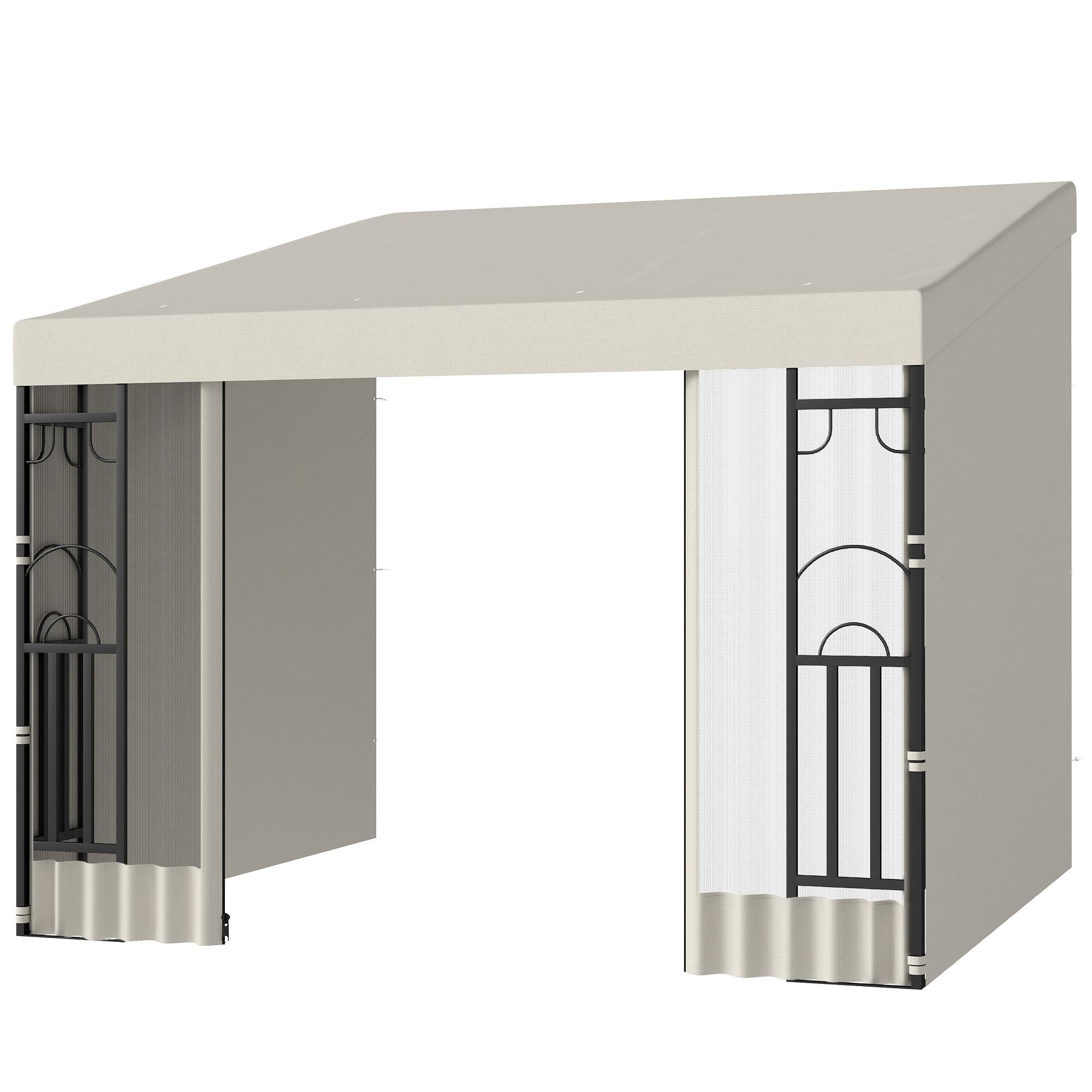 Beige Wall Pergola with UV-Resistant Canopy, 10 x 10