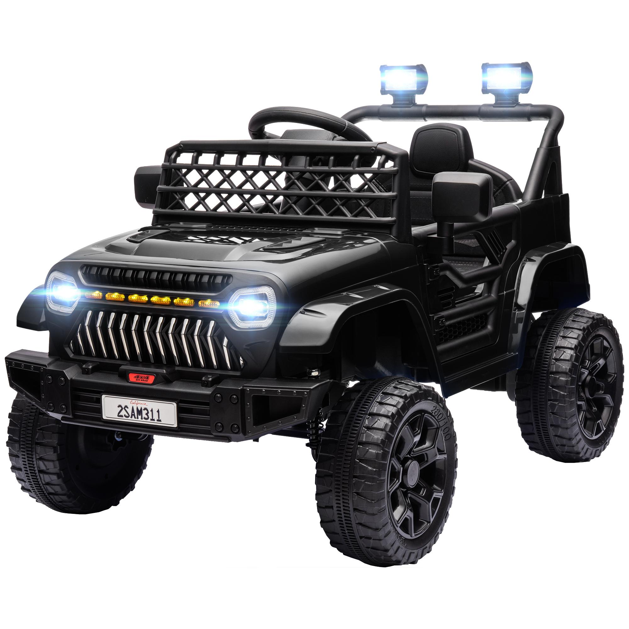 Black 12V Kids UTV with Remote Control and Dual Motors