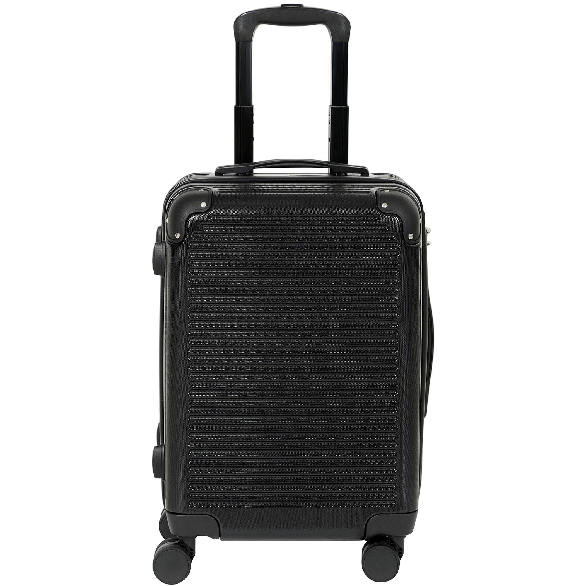 Black Expandable ABS Luggage, 20-Inch Spinner Suitcase