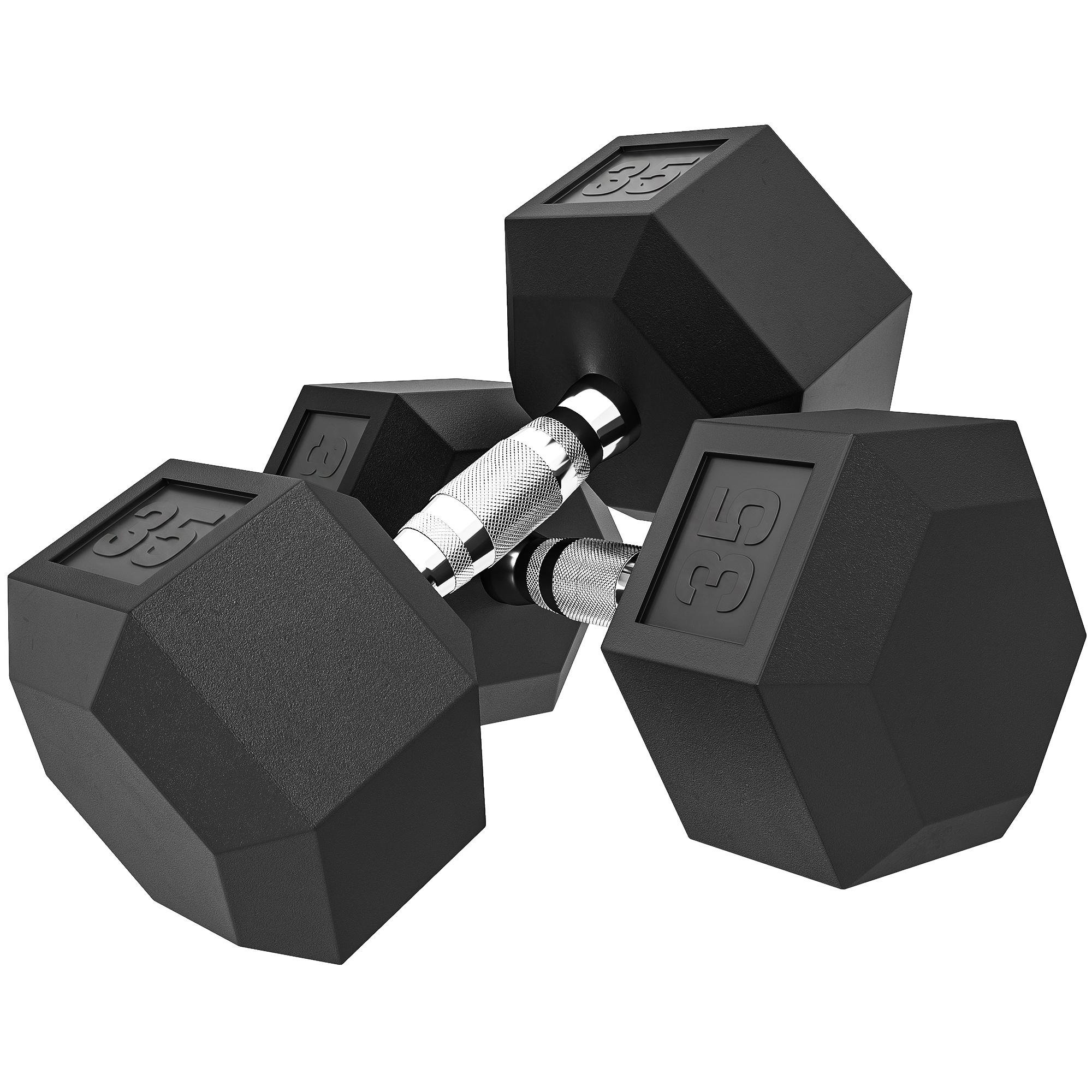 35 lbs Rubber Hex Dumbbells for Home Strength Training