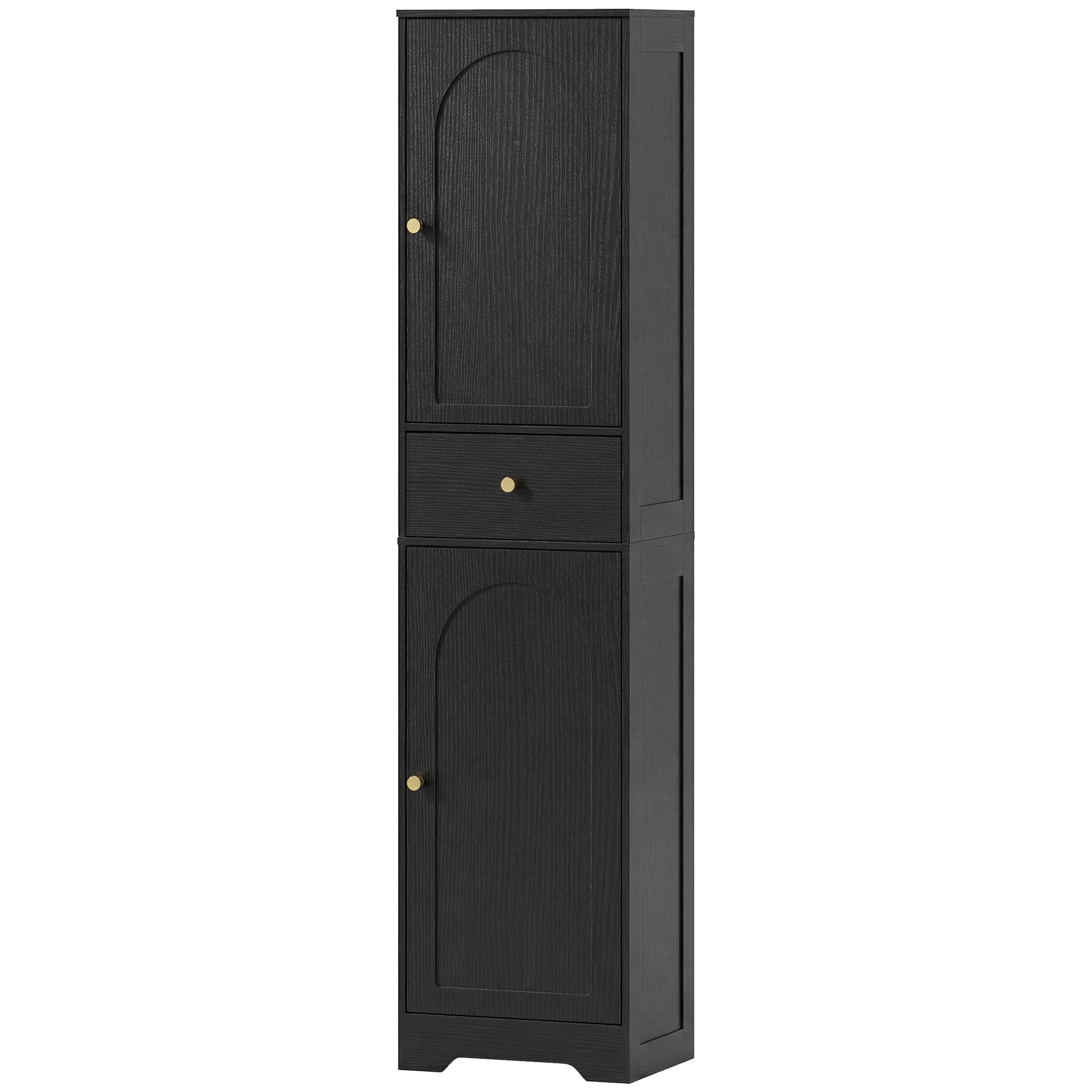 Black 67 Inch Bathroom Cabinet with Drawer and Shelf