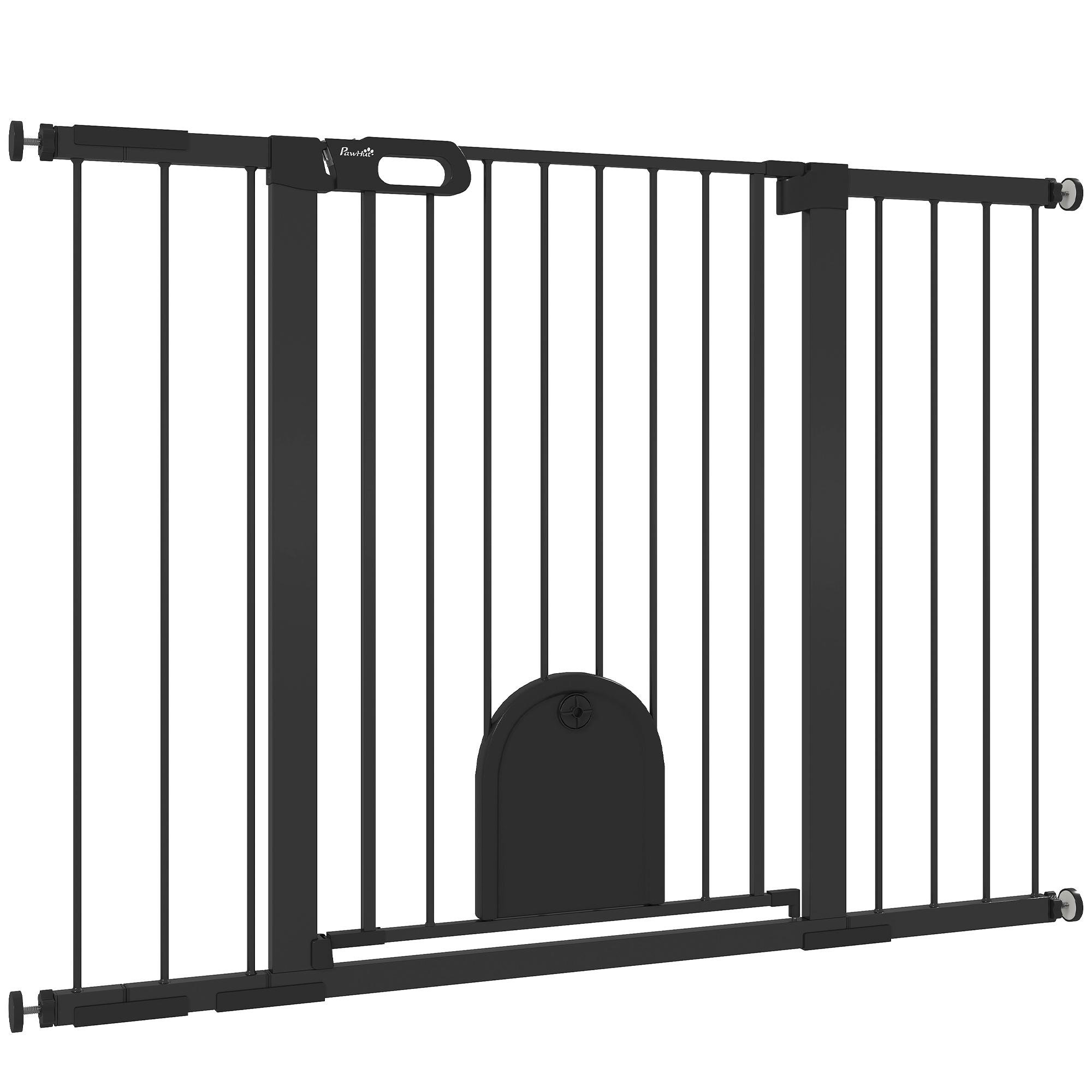 Black Alloy Steel Pet Gate, 30"-52"W x 35"H