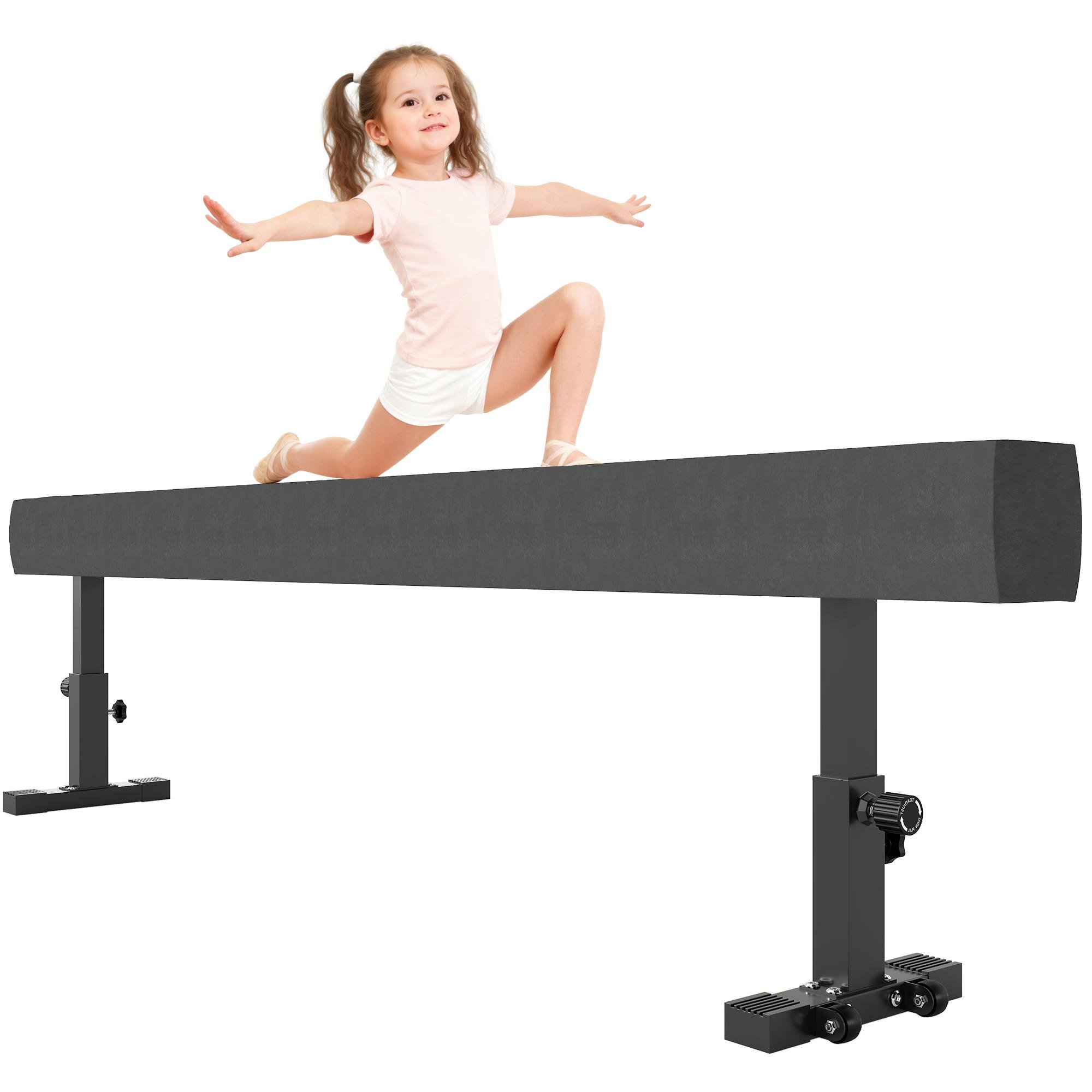 Black Adjustable Balance Beam with Three Heights, 7.5ft