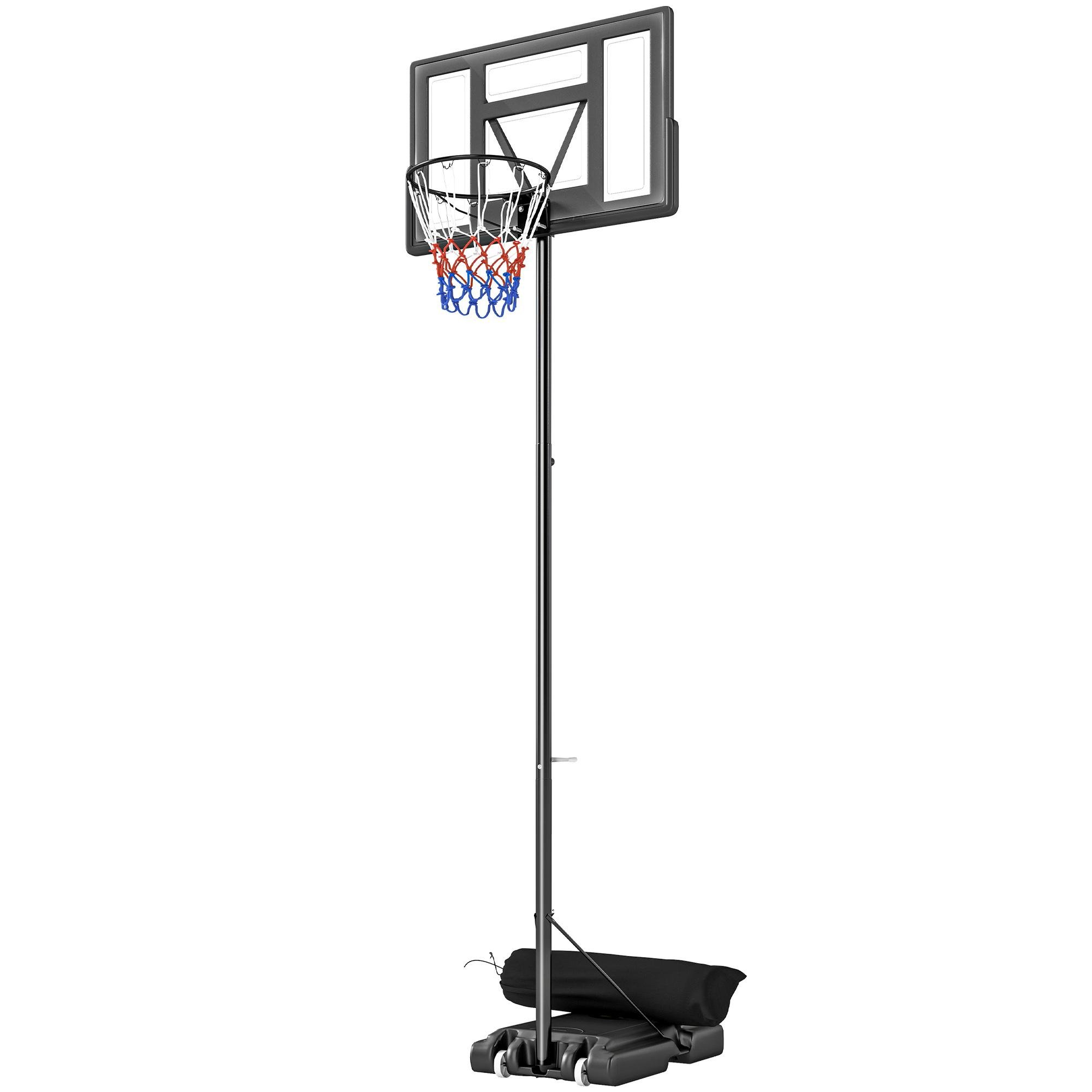 Black Hand-Crank Basketball Hoop, 4.4–10 ft Adjustable