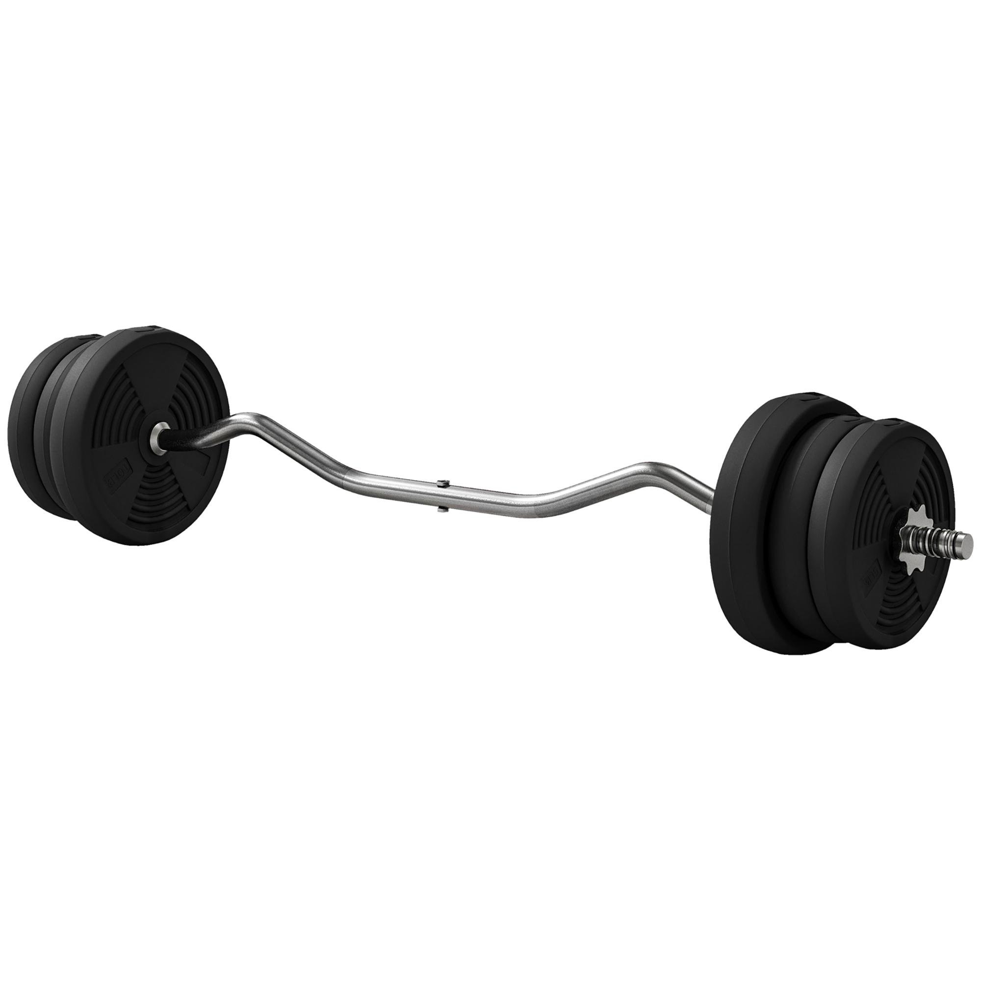 50 lbs Curl Bar Set with Adjustable Plates for Home Gyms