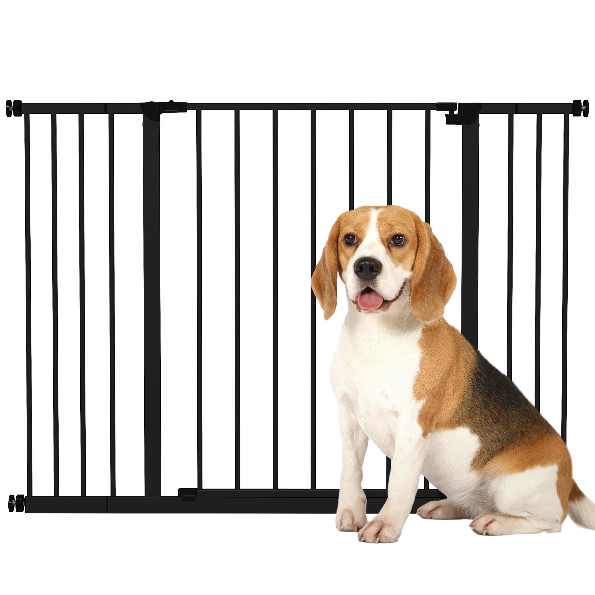 Black Adjustable Dog Gate, Pressure Fit, 76-107 cm