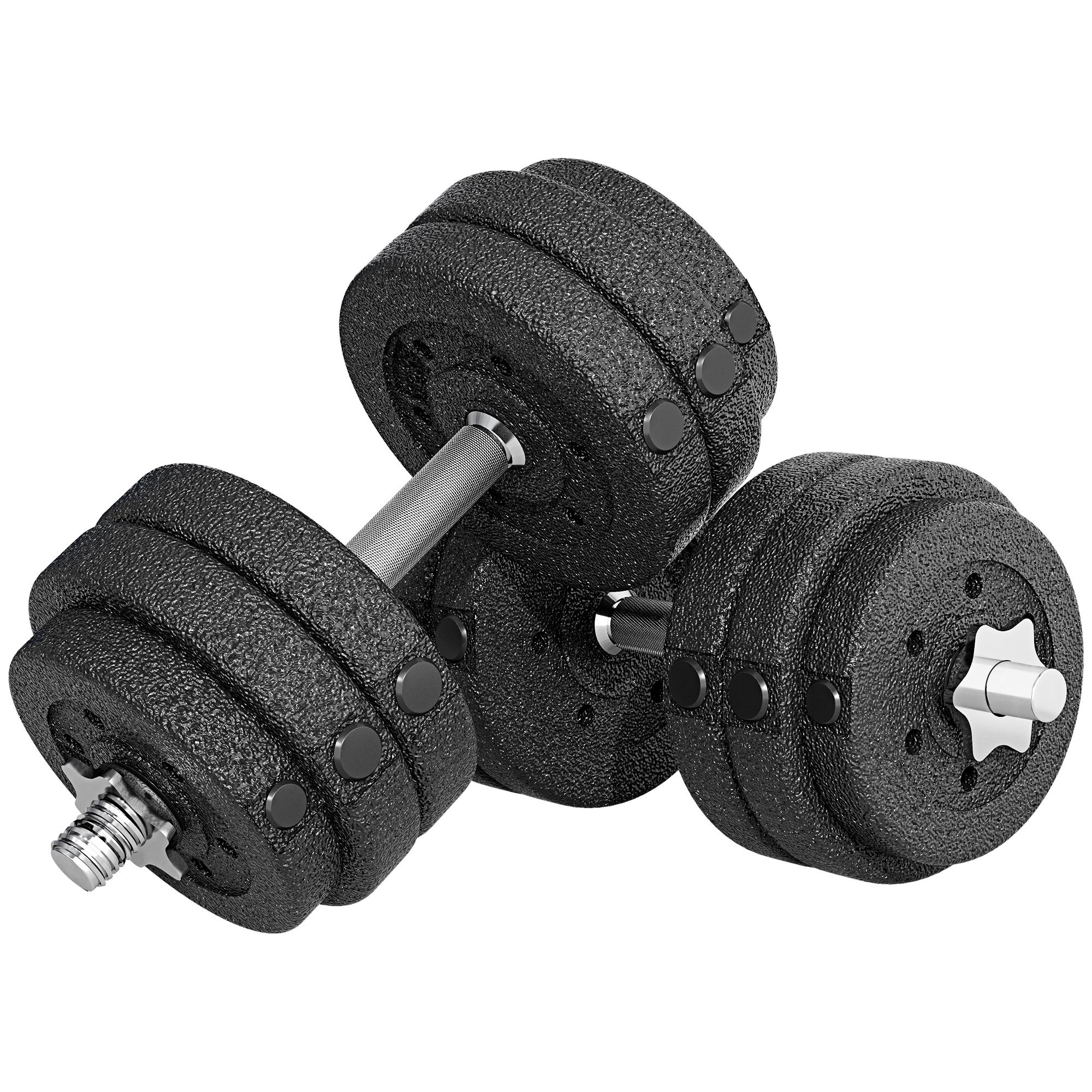 Black Adjustable Dumbbell Set with Textured Grip for Home Workouts