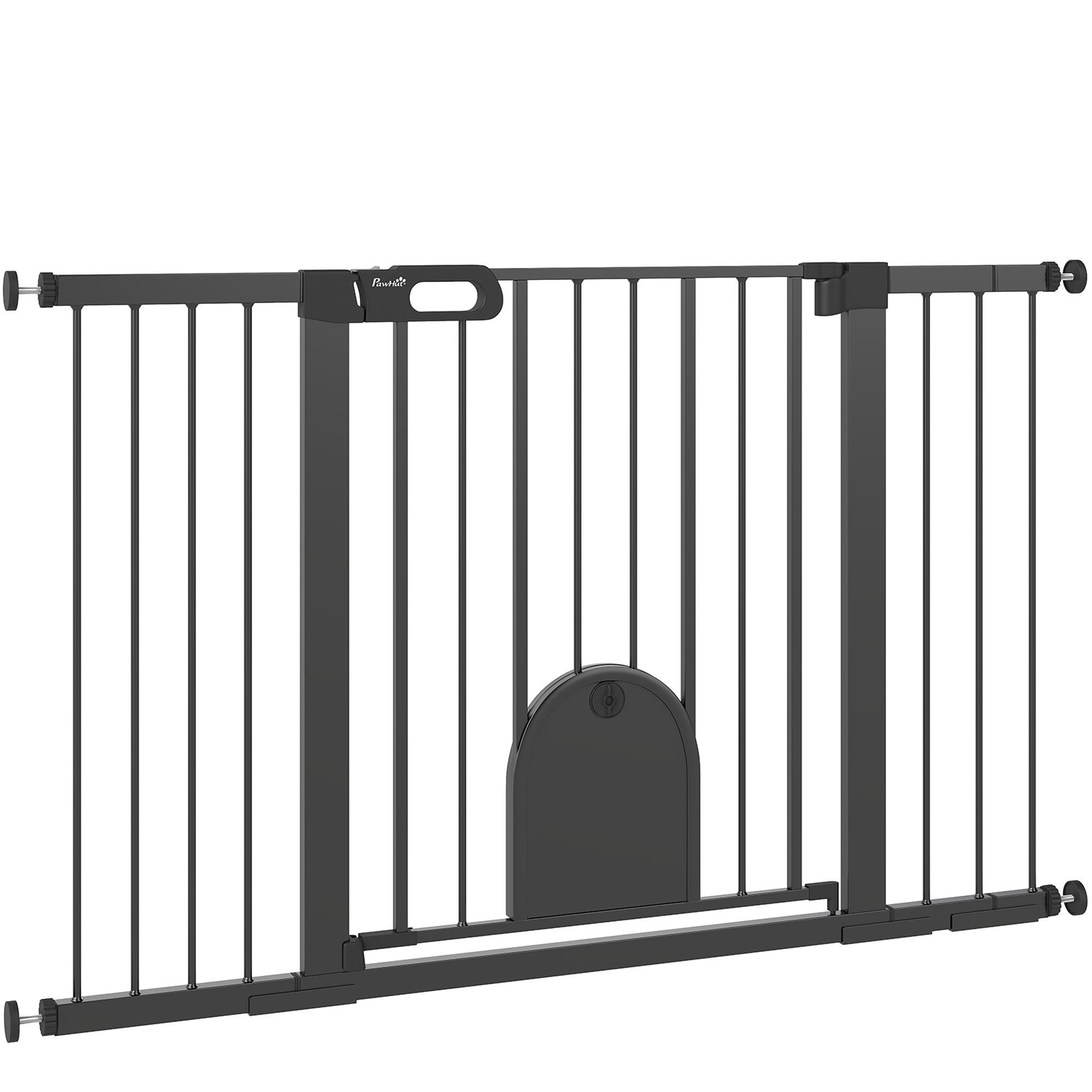 Black ABS Pet Gate with Small Door, 30" High
