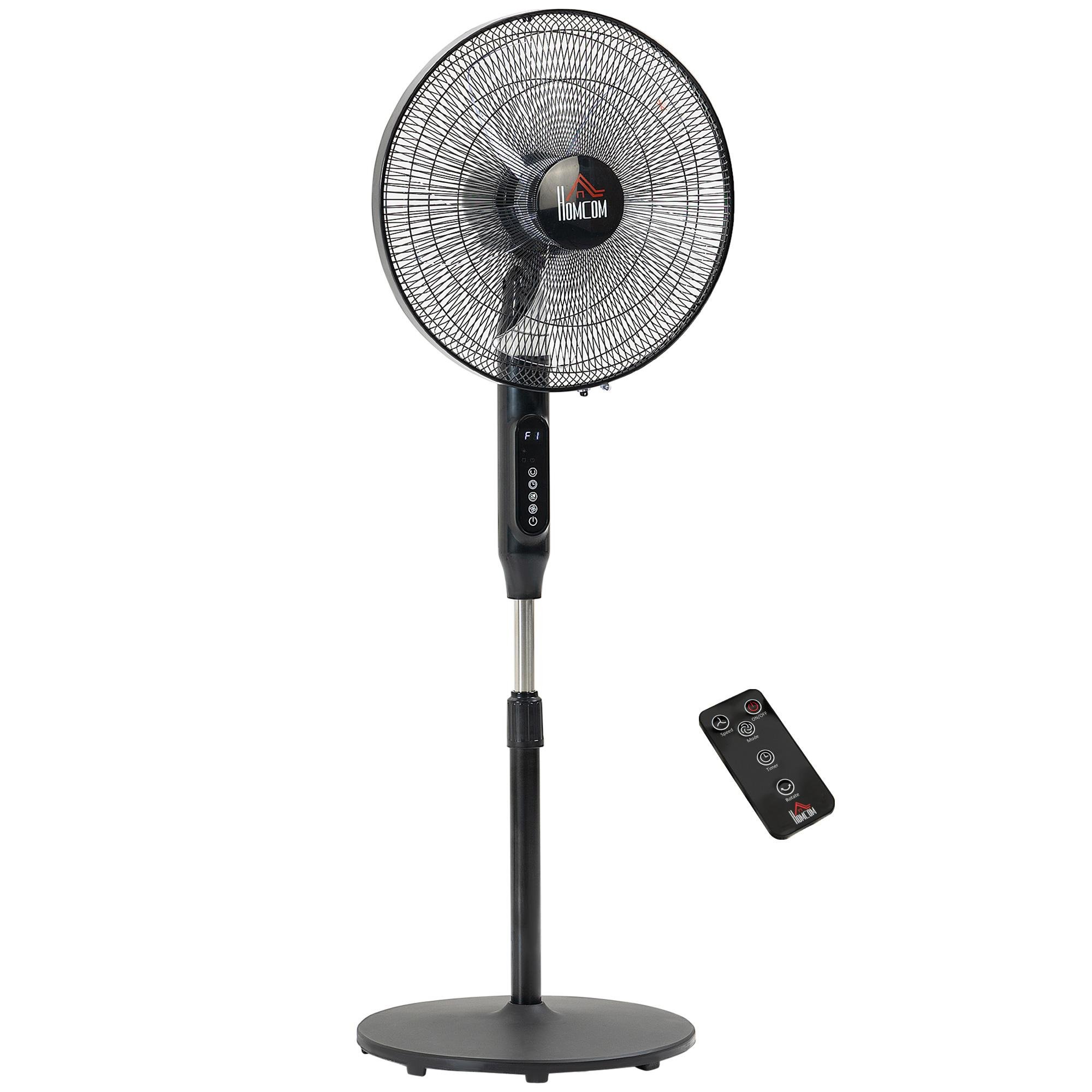 Medium Black Stand Fan with Remote Control for Home