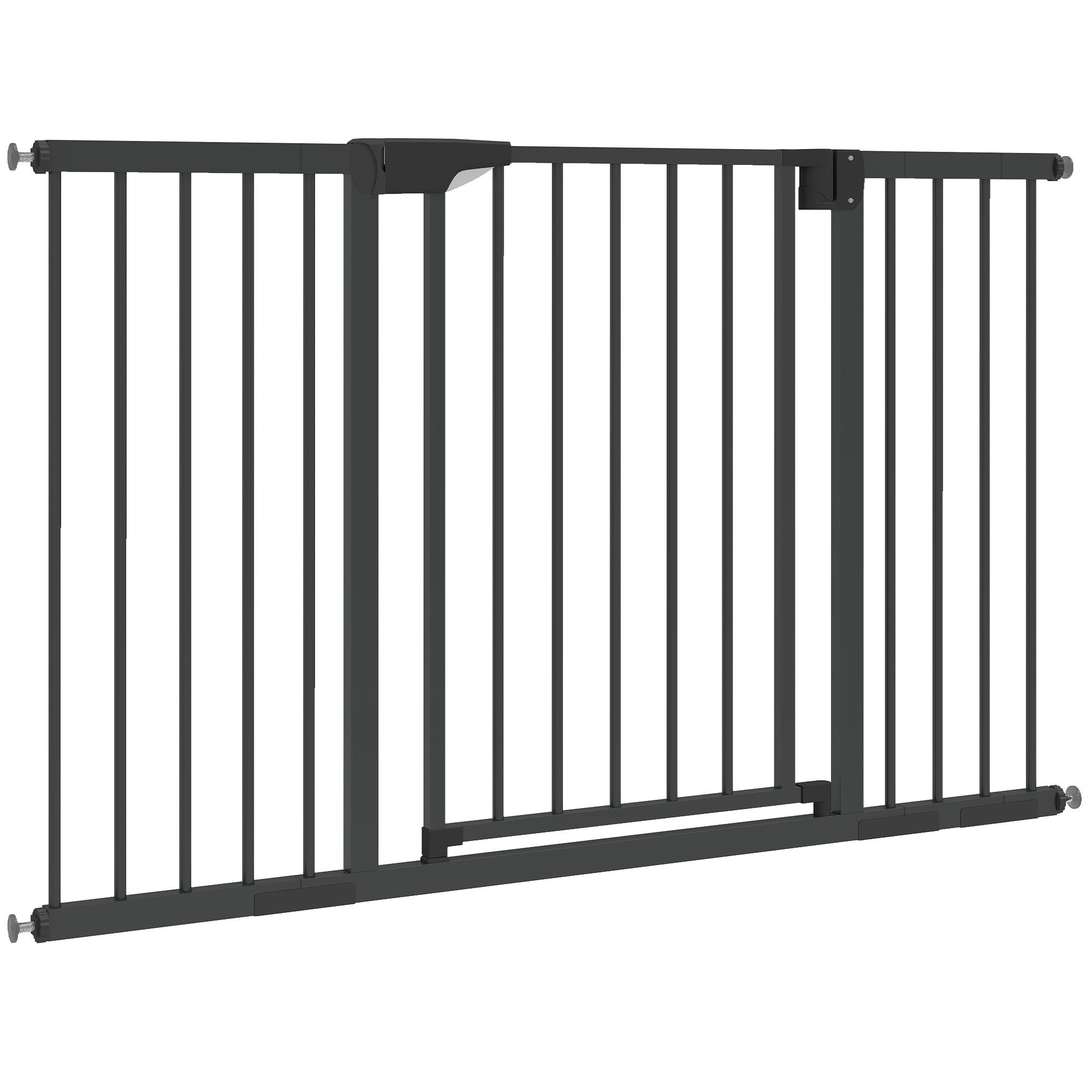 30-51 inch black dog gate, pressure-fit, two-way opening