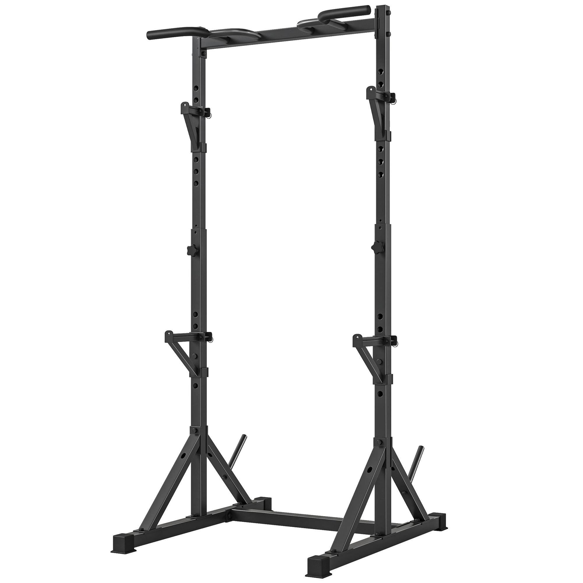 Black Adjustable Squat Rack with Pull-Up Bar