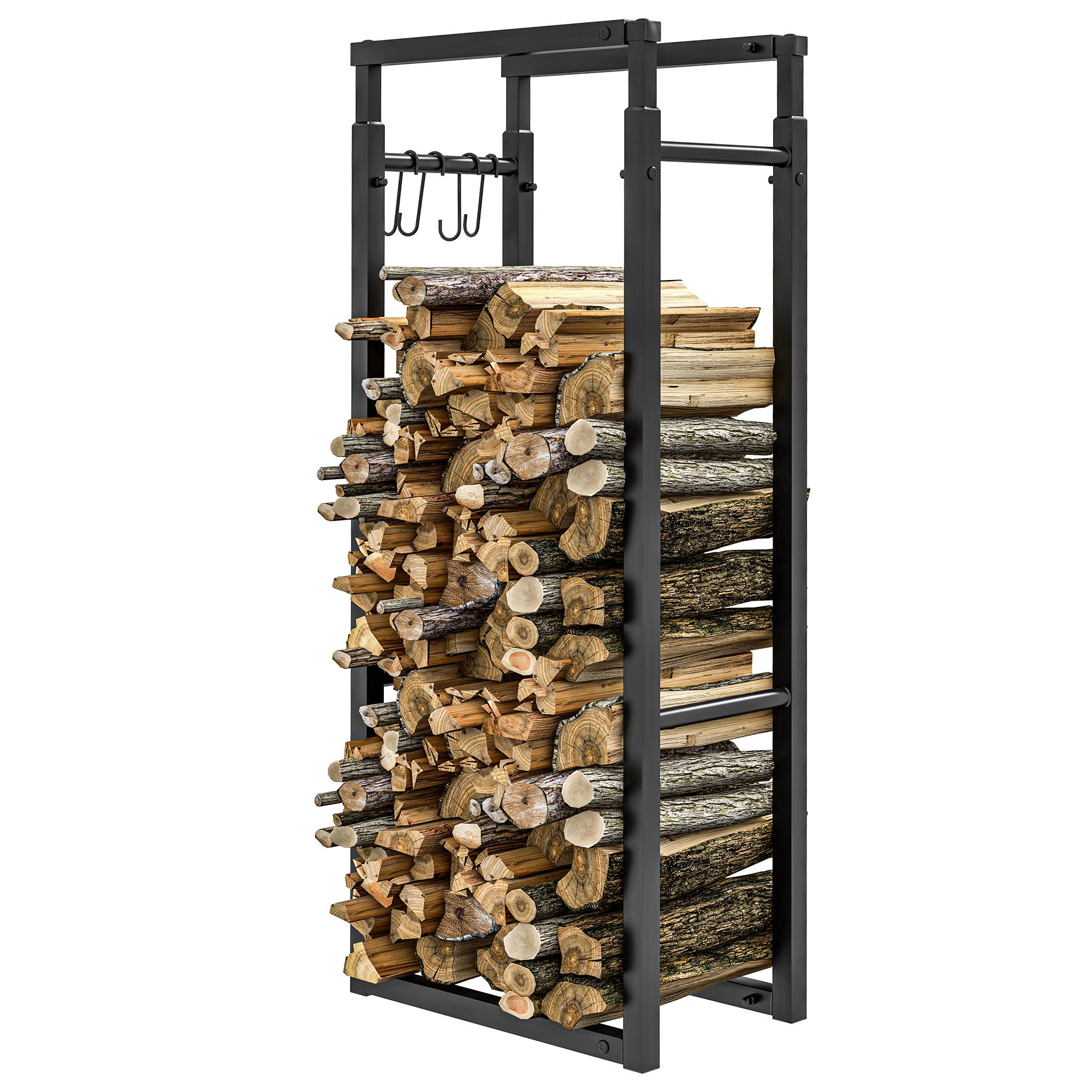 Adjustable Alloy Steel Log Rack with Hooks, 220 lb