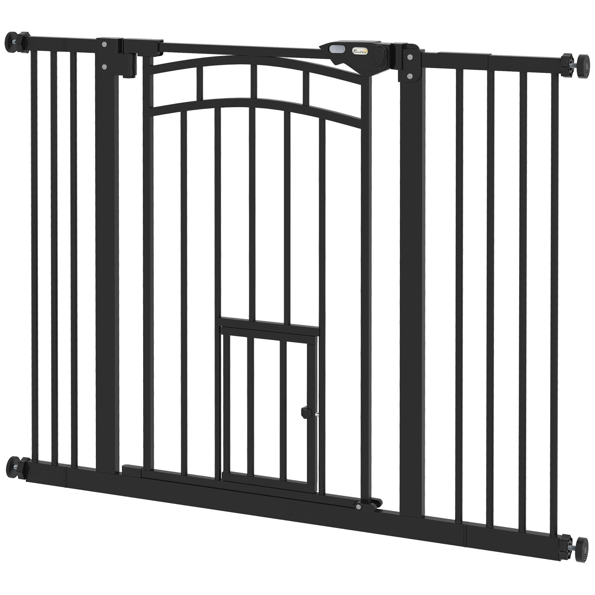 Black Steel Cat Gate, Adjustable 29.1-39.4 in. Doorway