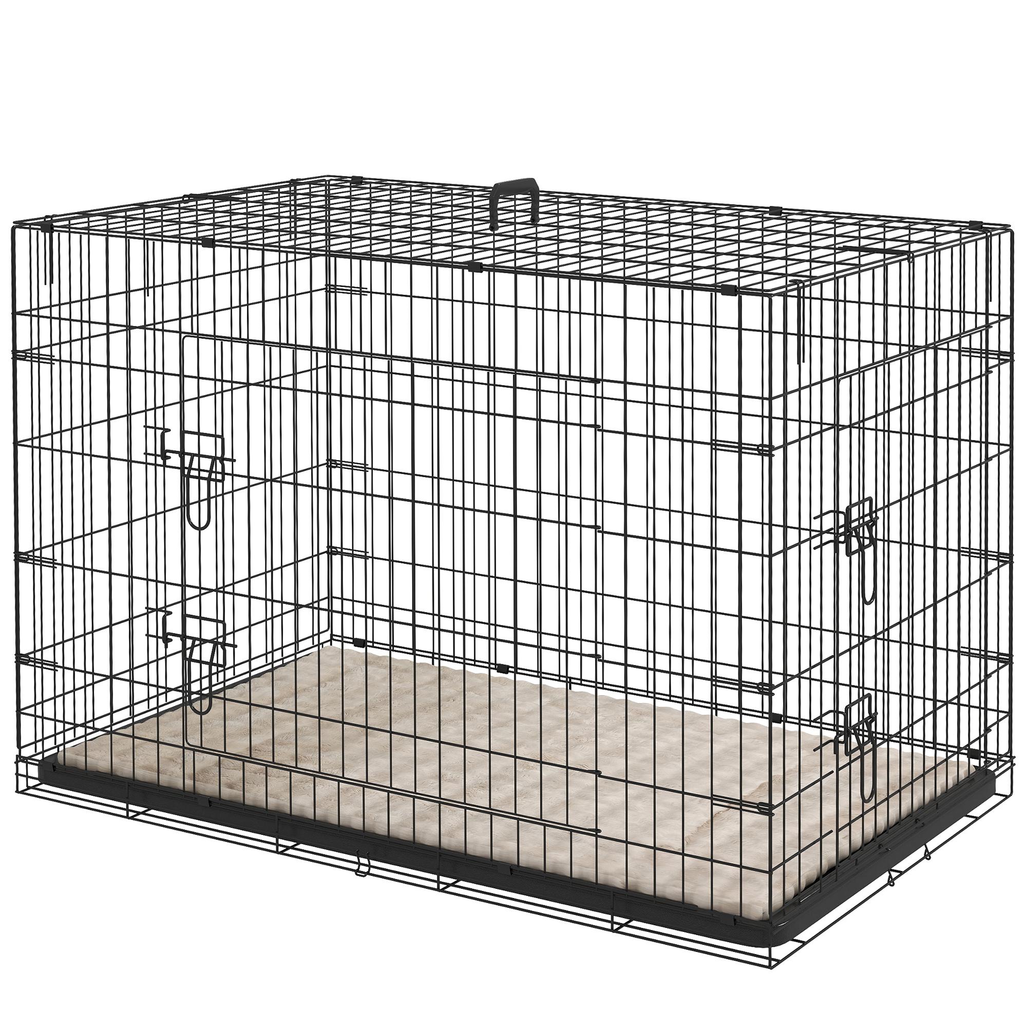 41 Inch Black Alloy Crate with Two Doors and Cushion