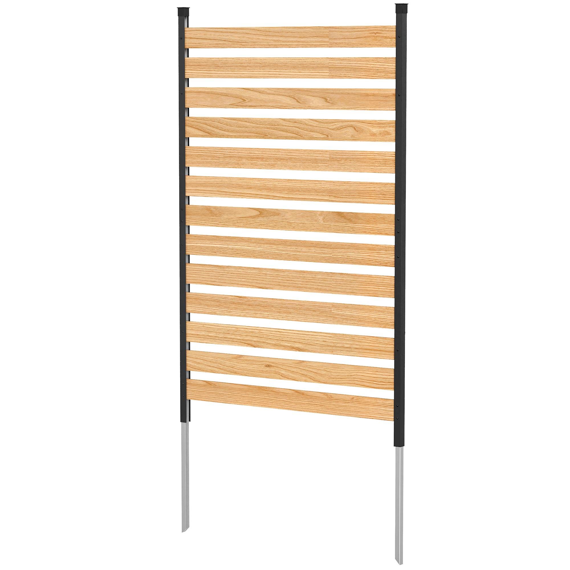 Fir Wood Slat Privacy Screen, No-Dig 37.8 x 75.6 in
