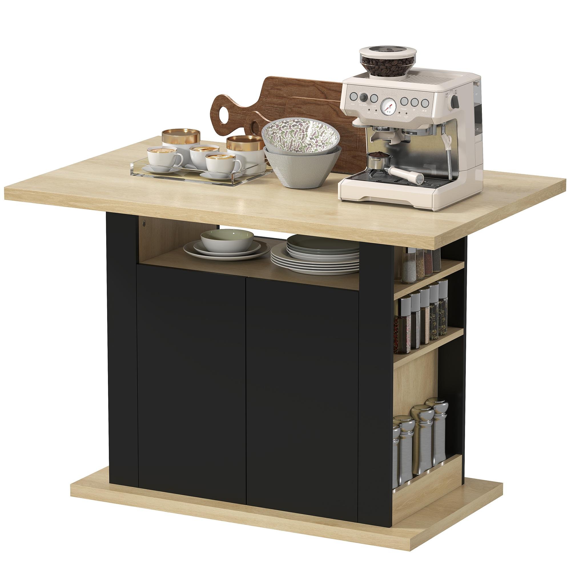Black 43.3 Inch Dining Island with Storage