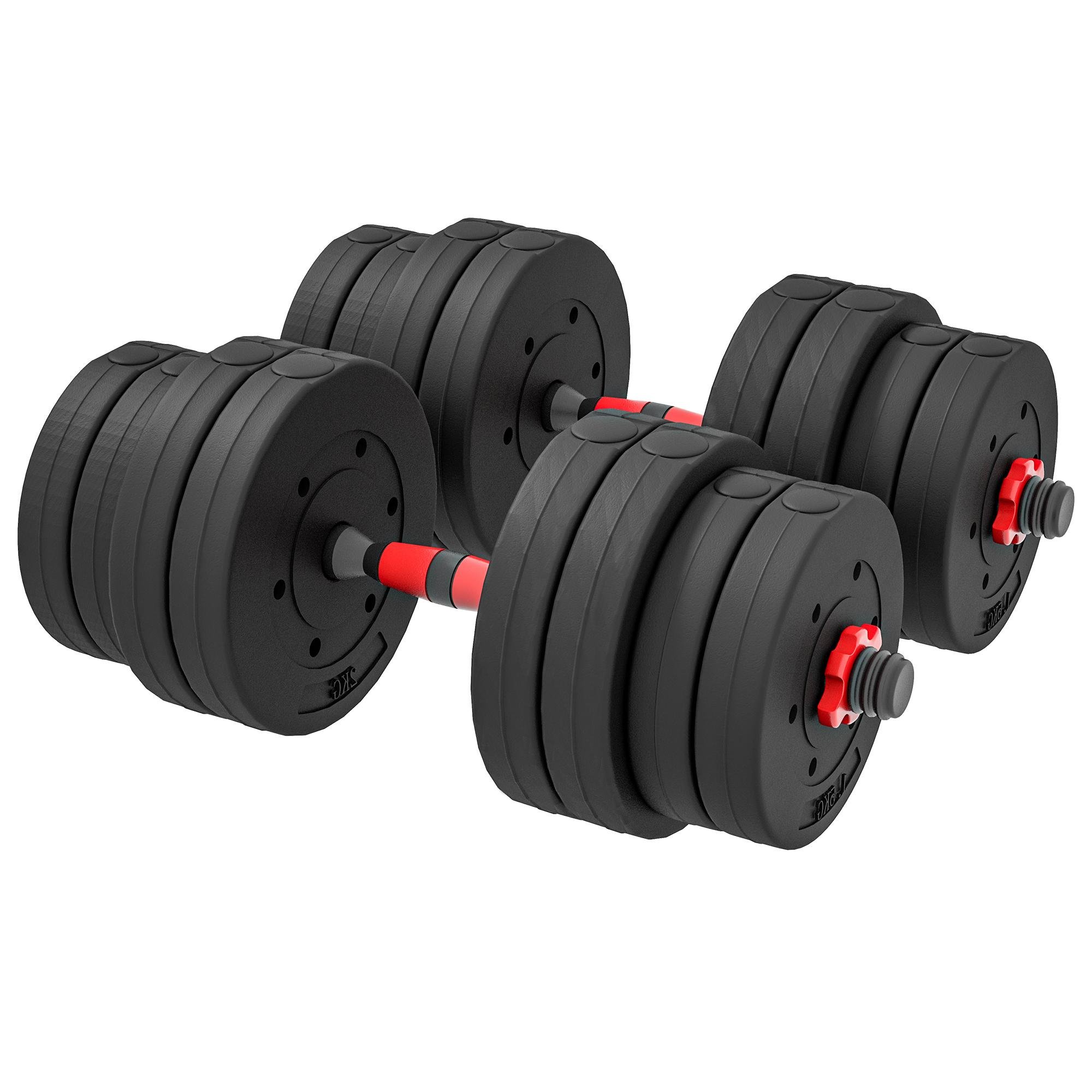 66 lbs black red dumbbells Adjustable 2-in-1 Set