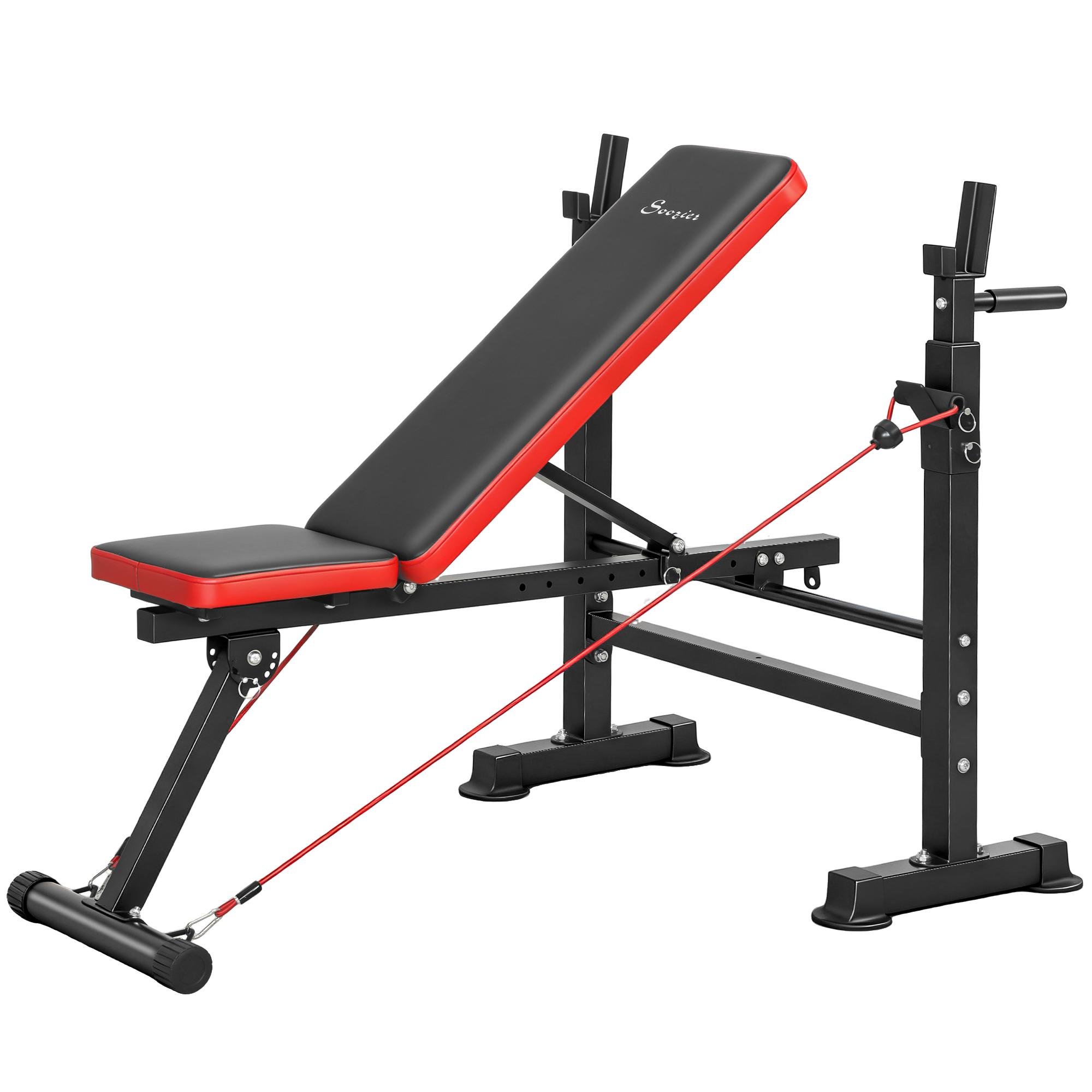 Black Adjustable Bench Squat Rack with 660 lb Capacity