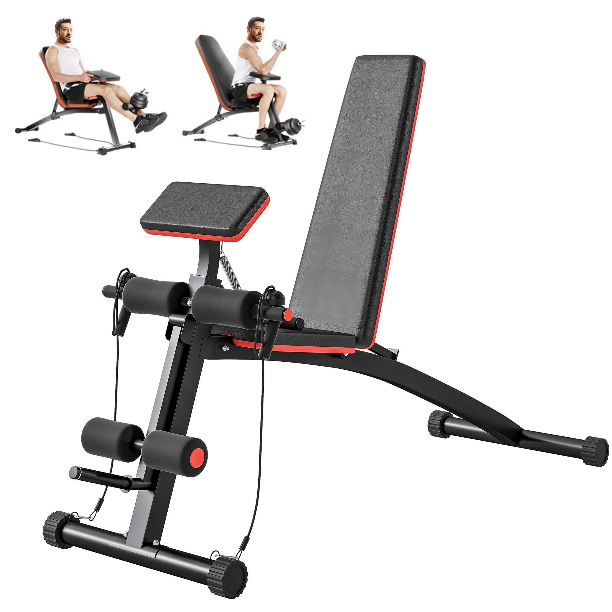 Foldable Black Weight Bench with 7-Level Adjustment