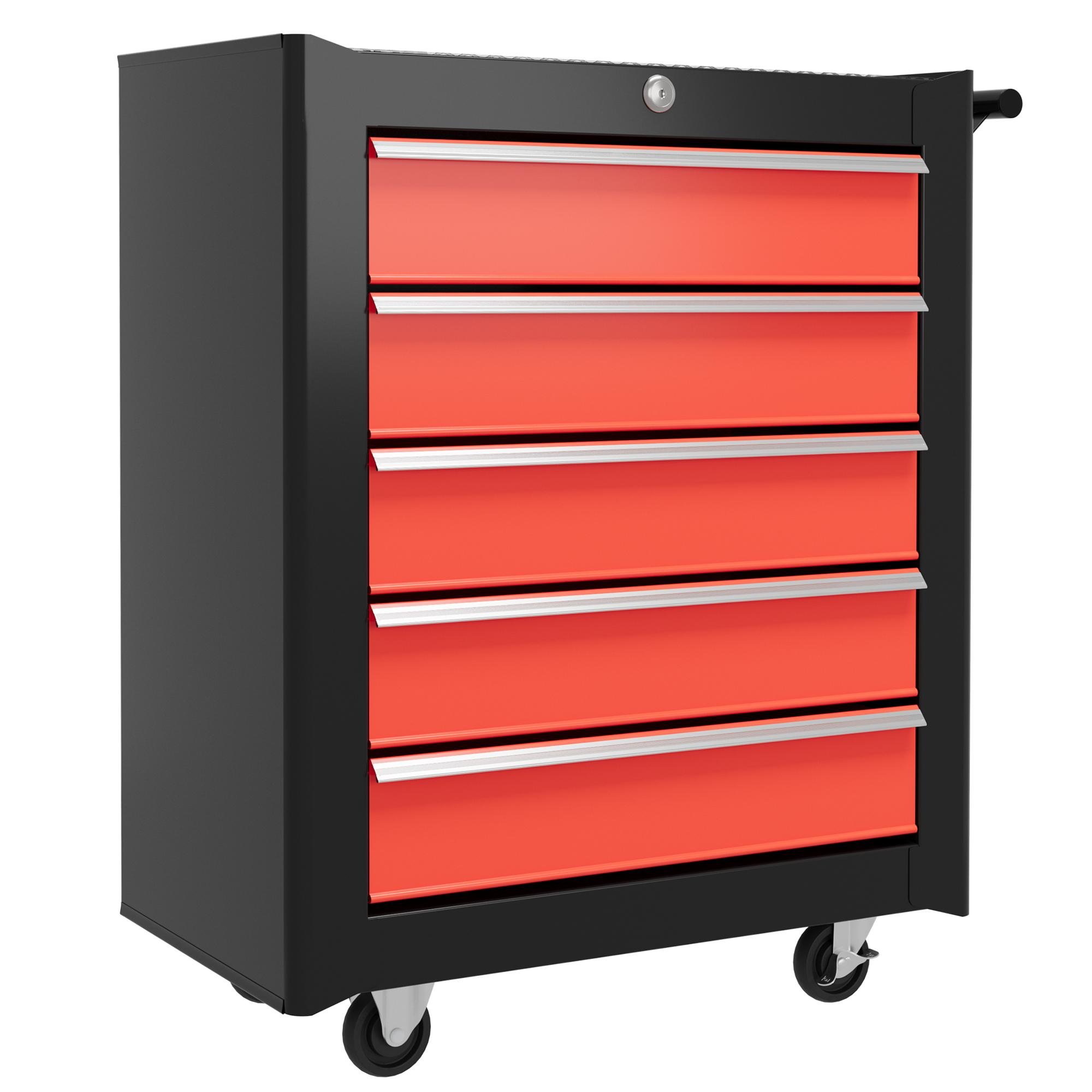 Red Five Drawer Tool Organiser with EVA Mats for Workshops