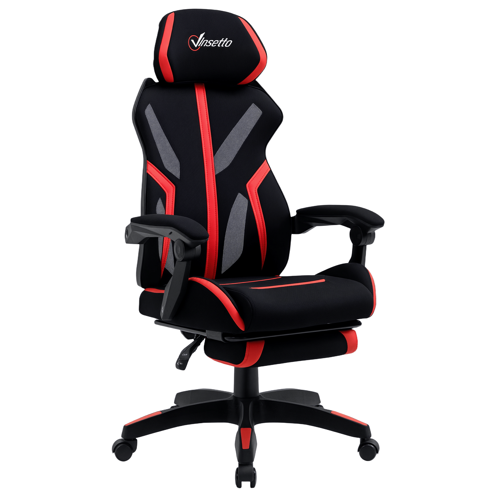 Red Mesh Gaming Chair with Footrest, 135° Recline