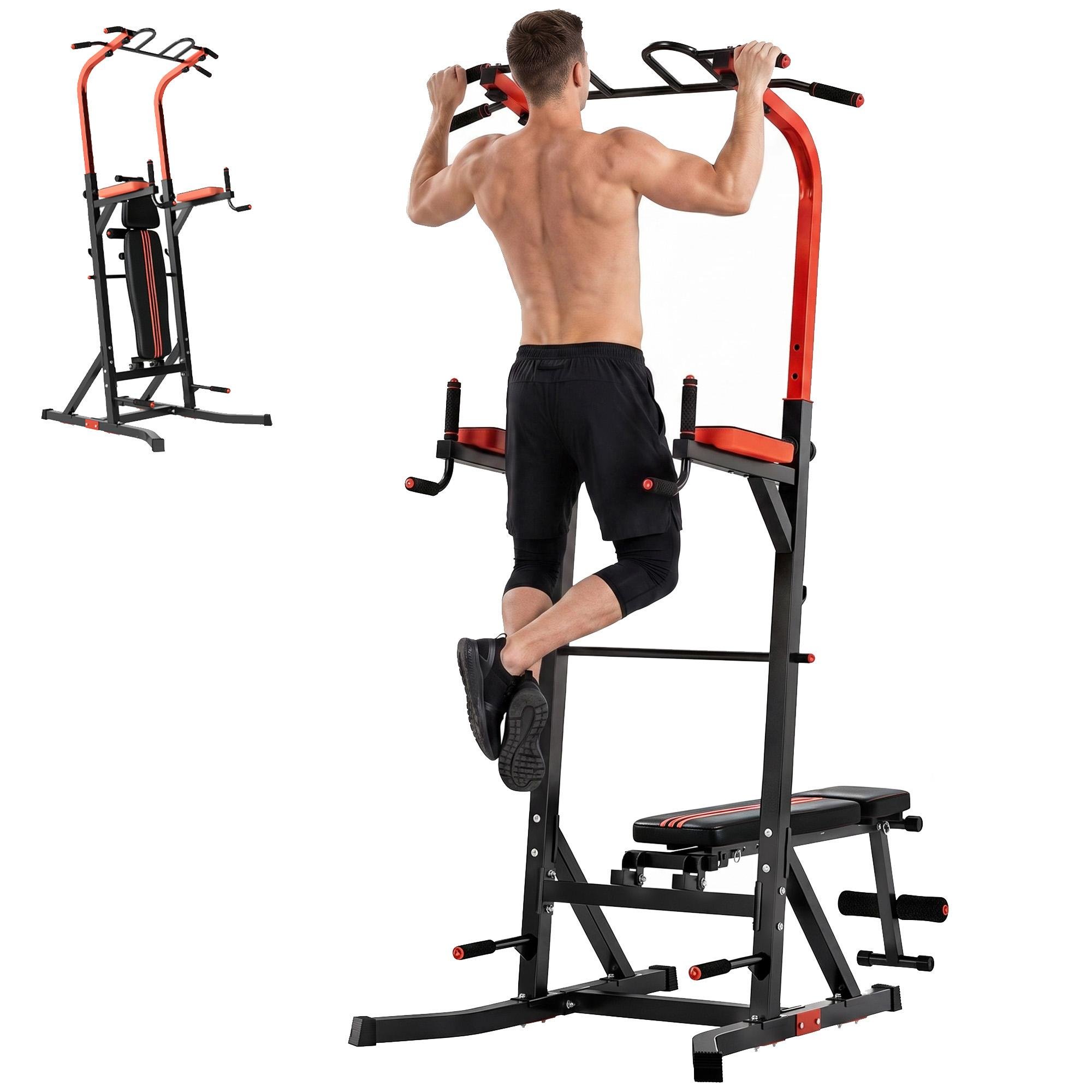 35 kg Black Power Tower with 5-Level Adjustable Bench