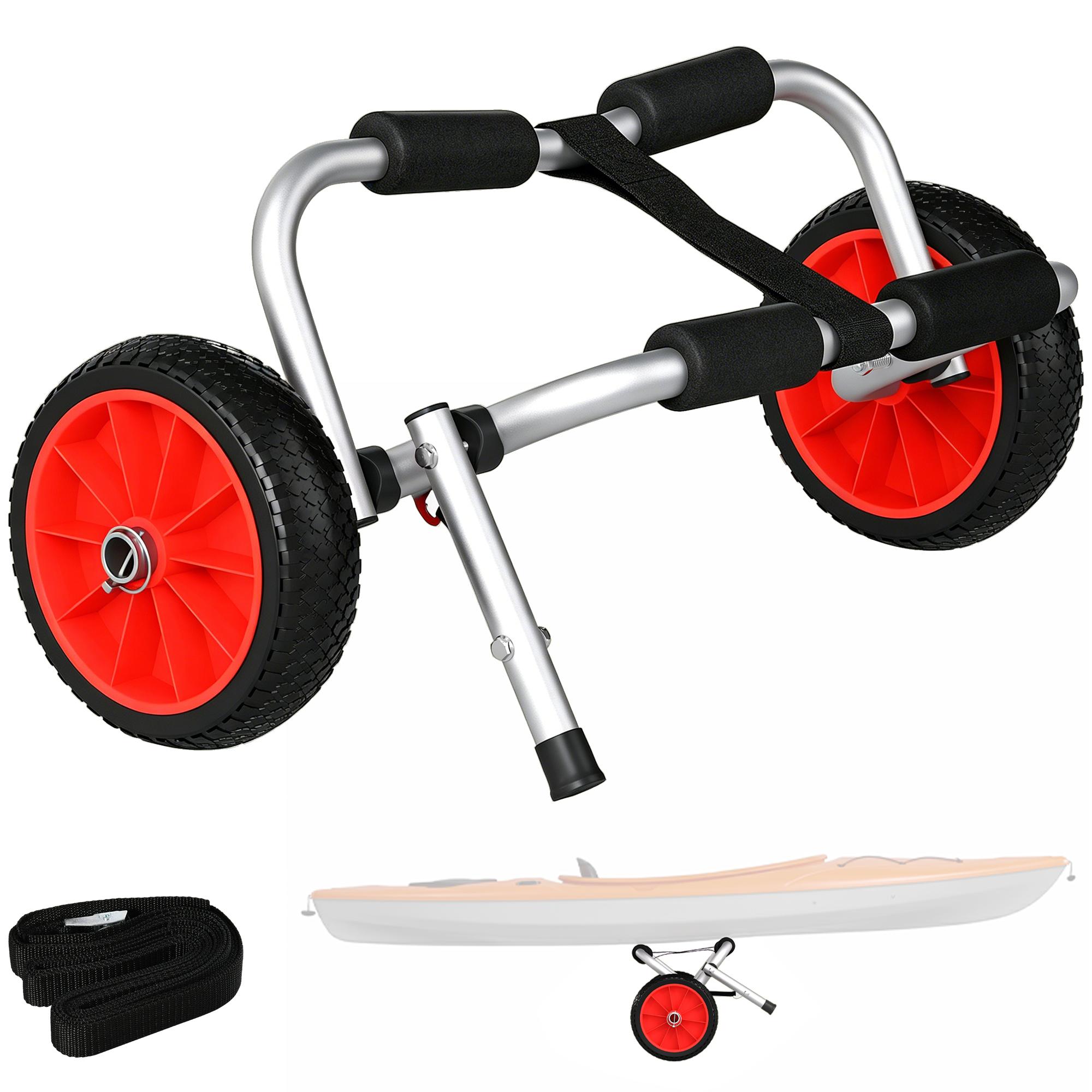 Black Aluminum Kayak Cart with Foldable Design